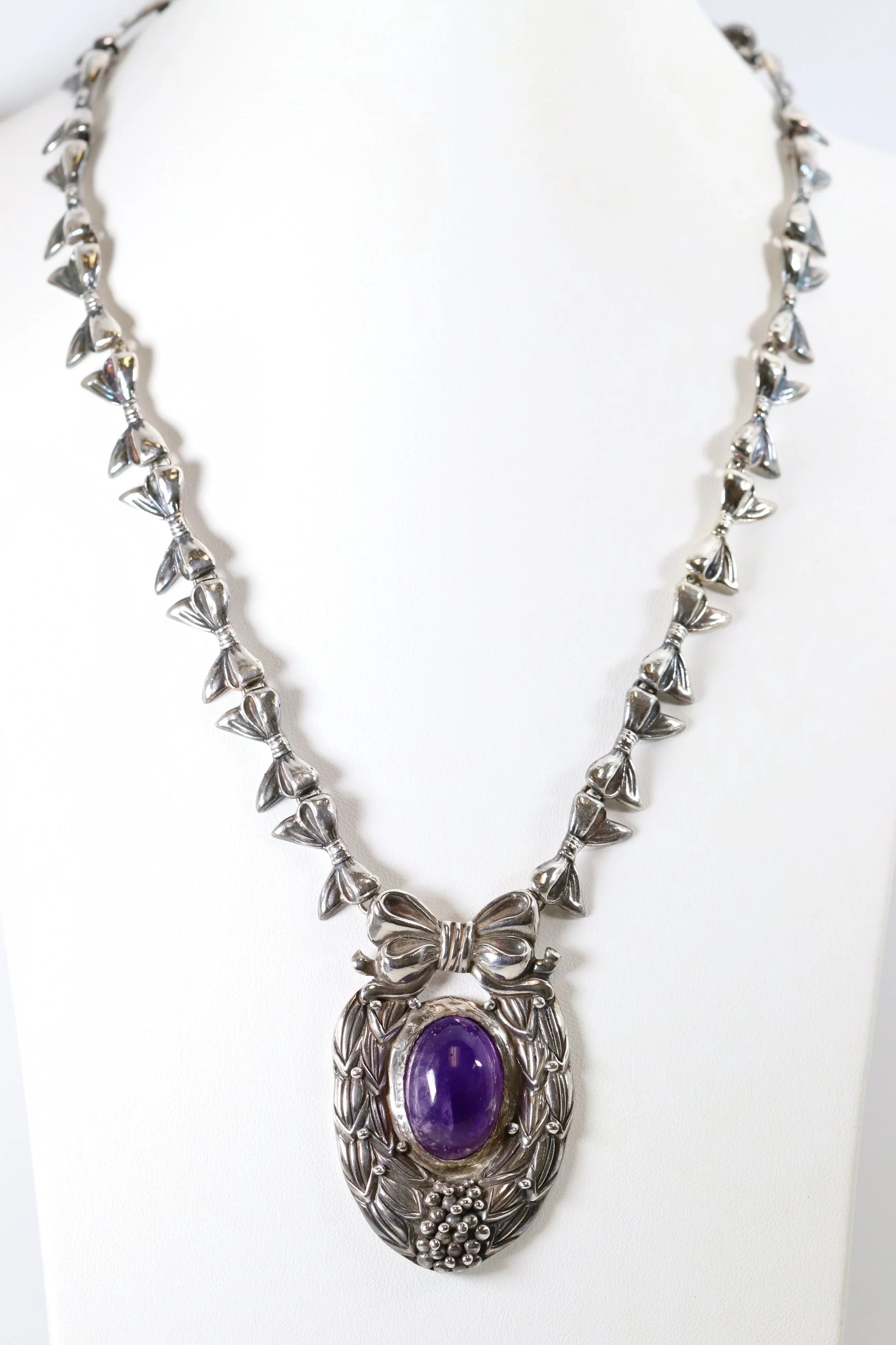 SOLD OUT: Vintage Margot de Taxco Silver Mexican Jewelry | Mid-Century Amethyst Estate Necklace - Carmel Fine Silver Jewelry