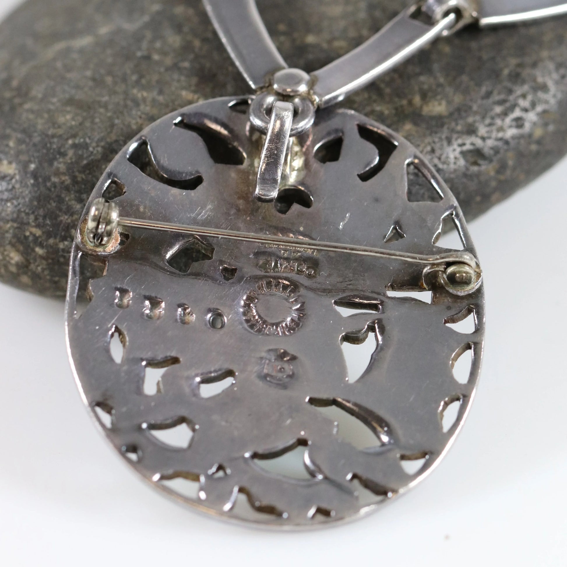 SOLD OUT: Vintage Margot de Taxco Silver Mexican Jewelry | Mid-Century Mauve Enamel Pendant/Brooch Necklace - Carmel Fine Silver Jewelry