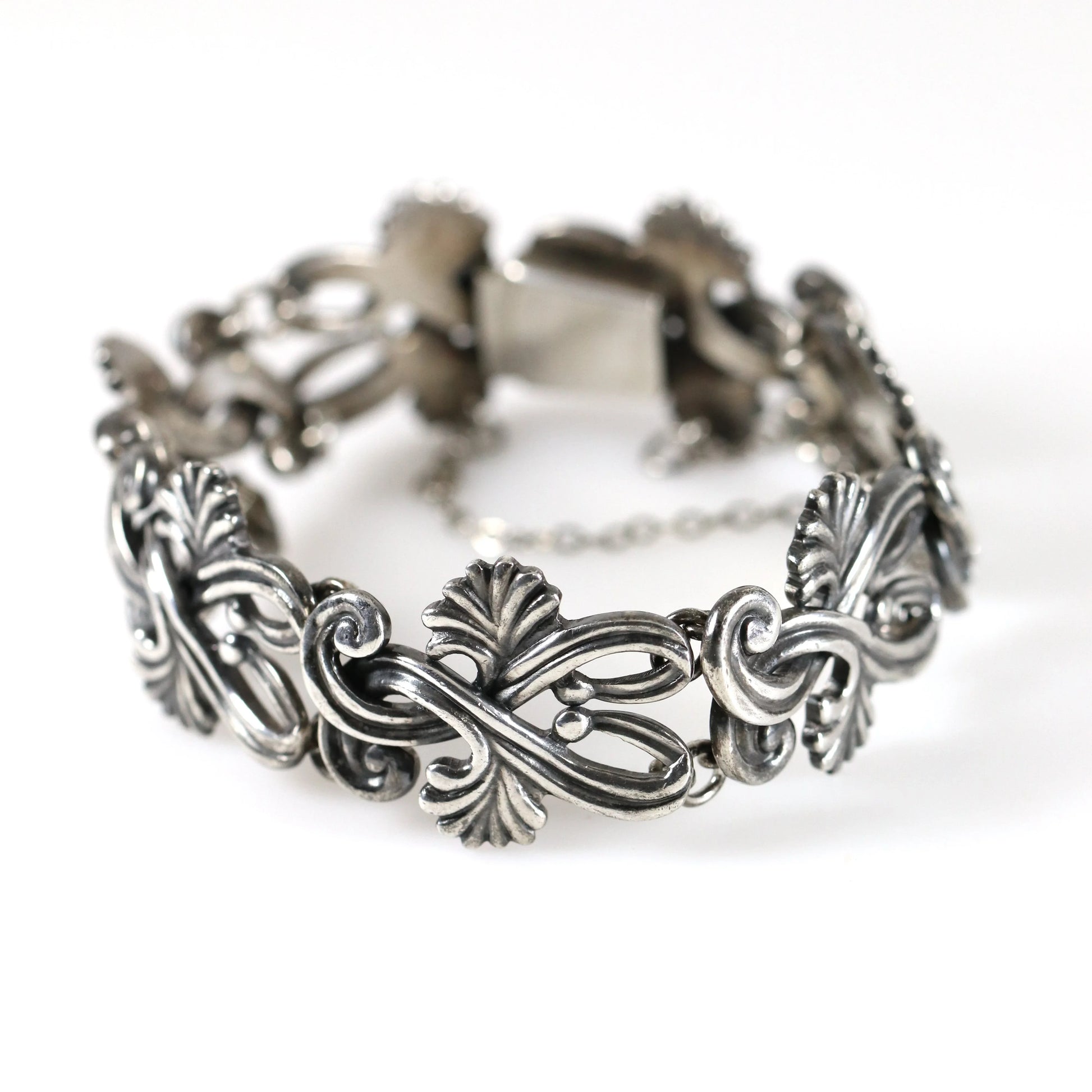 SOLD OUT: Vintage Margot de Taxco Silver Mexican Jewelry | Mid-Century Ornate Handcrafted Bracelet - Carmel Fine Silver Jewelry