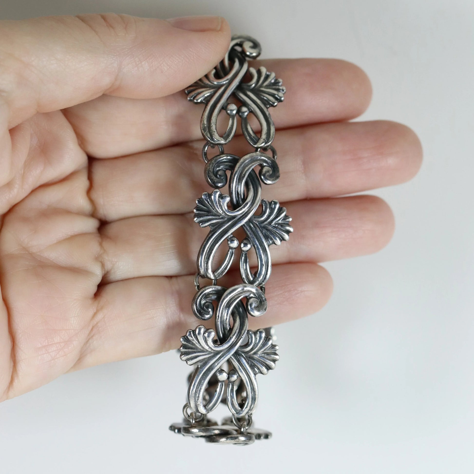 SOLD OUT: Vintage Margot de Taxco Silver Mexican Jewelry | Mid-Century Ornate Handcrafted Bracelet - Carmel Fine Silver Jewelry