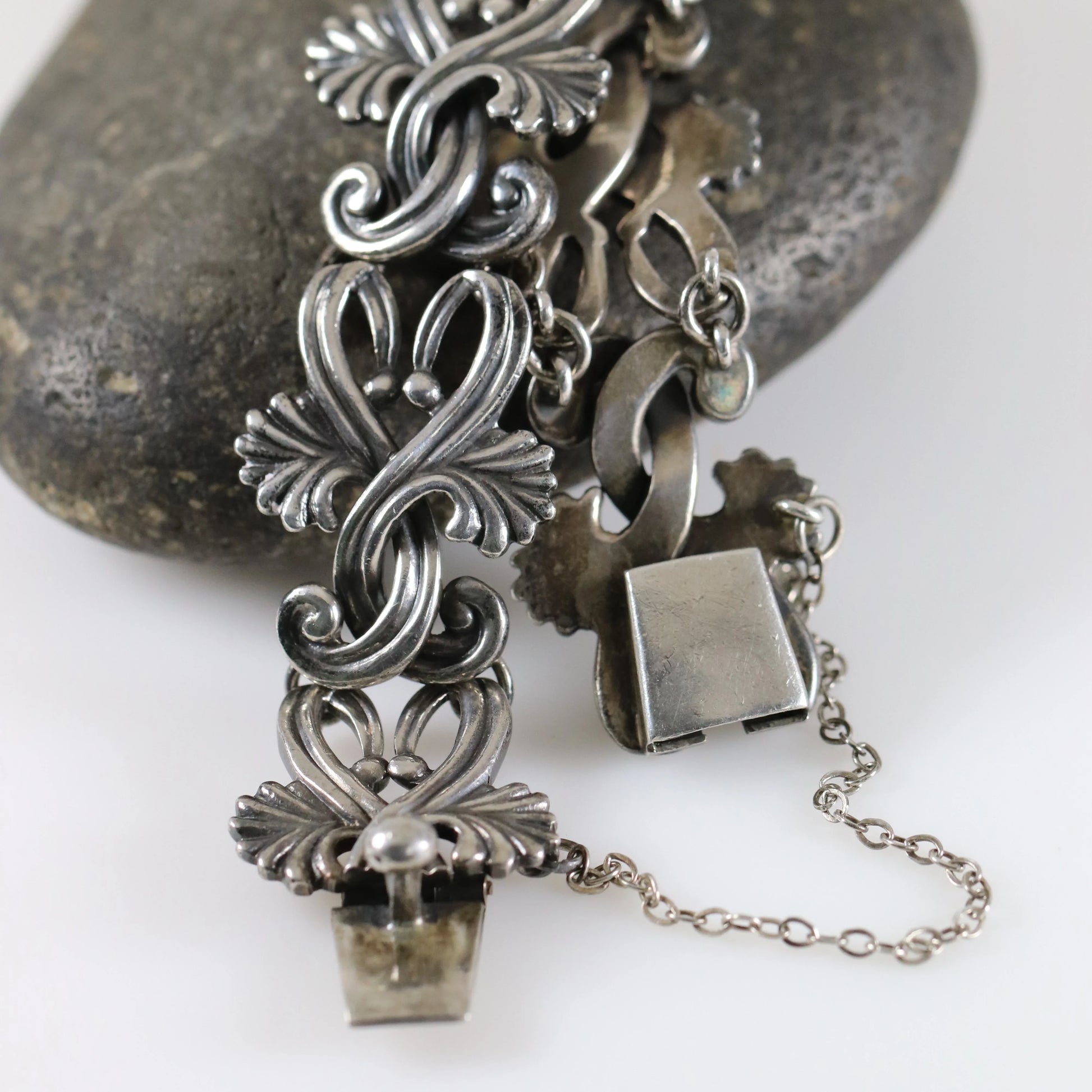 SOLD OUT: Vintage Margot de Taxco Silver Mexican Jewelry | Mid-Century Ornate Handcrafted Bracelet - Carmel Fine Silver Jewelry