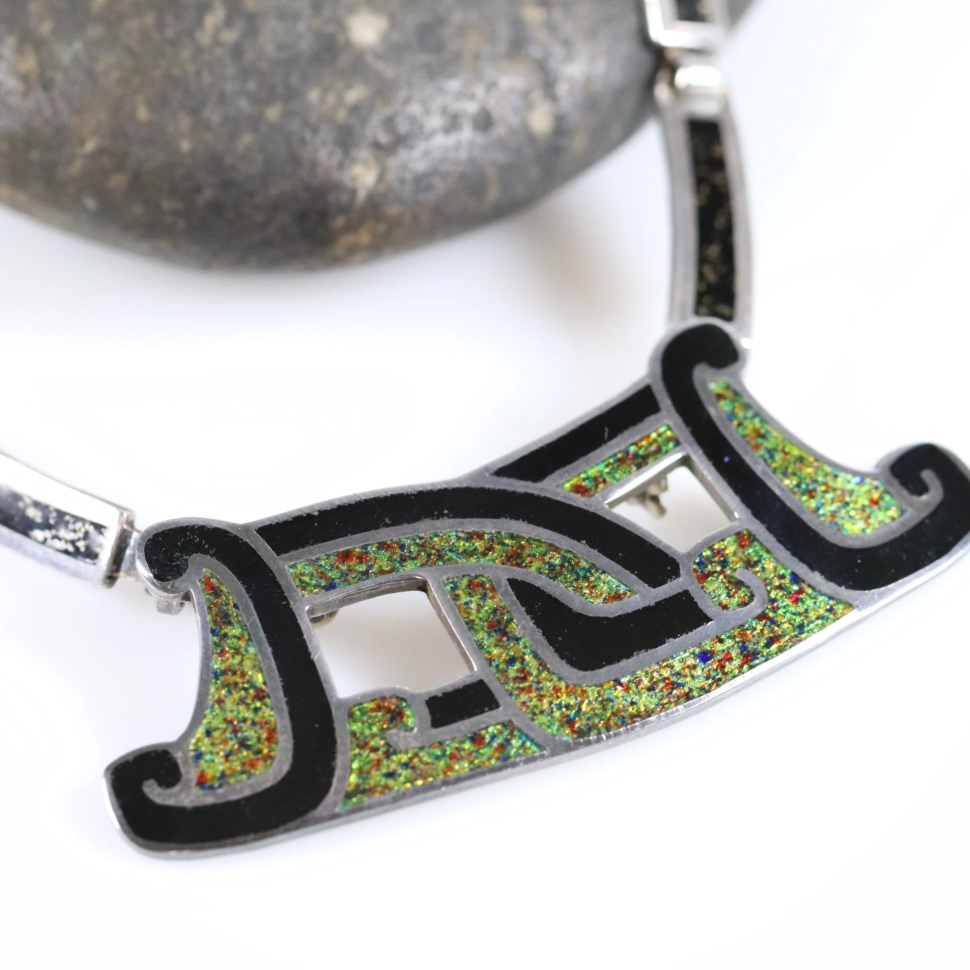 SOLD OUT: Vintage Margot de Taxco Silver Mexican Jewelry | Taxco Sterling and Enamel Necklace/Brooch and Earrings Jewelry Set - Carmel Fine Silver Jewelry