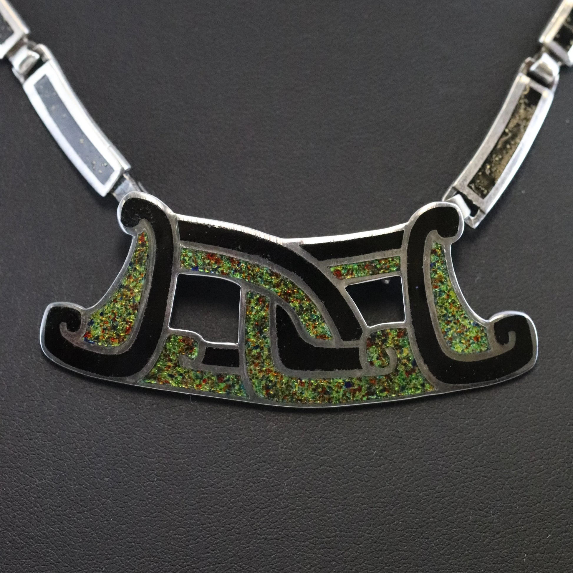 SOLD OUT: Vintage Margot de Taxco Silver Mexican Jewelry | Taxco Sterling and Enamel Necklace/Brooch and Earrings Jewelry Set - Carmel Fine Silver Jewelry