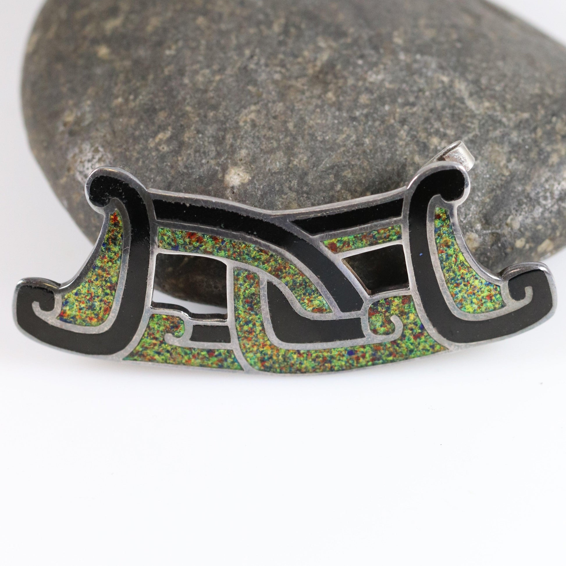 SOLD OUT: Vintage Margot de Taxco Silver Mexican Jewelry | Taxco Sterling and Enamel Necklace/Brooch and Earrings Jewelry Set - Carmel FSJ