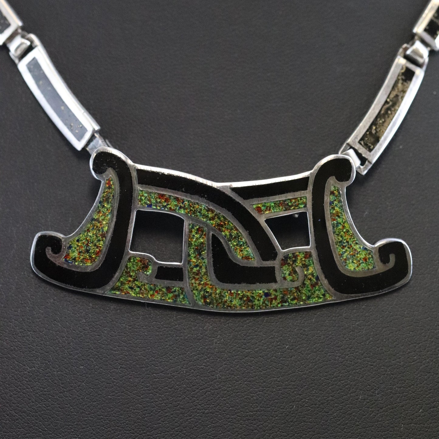 SOLD OUT: Vintage Margot de Taxco Silver Mexican Jewelry | Taxco Sterling and Enamel Necklace/Brooch and Earrings Jewelry Set - Carmel FSJ