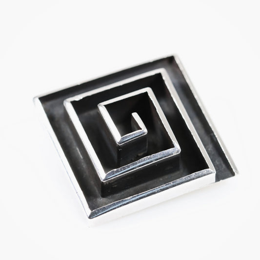 SOLD OUT: Vintage Maricela Taxco Silver Mexican Jewelry | Geometric Maze Brooch or Pendant - Carmel Fine Silver Jewelry