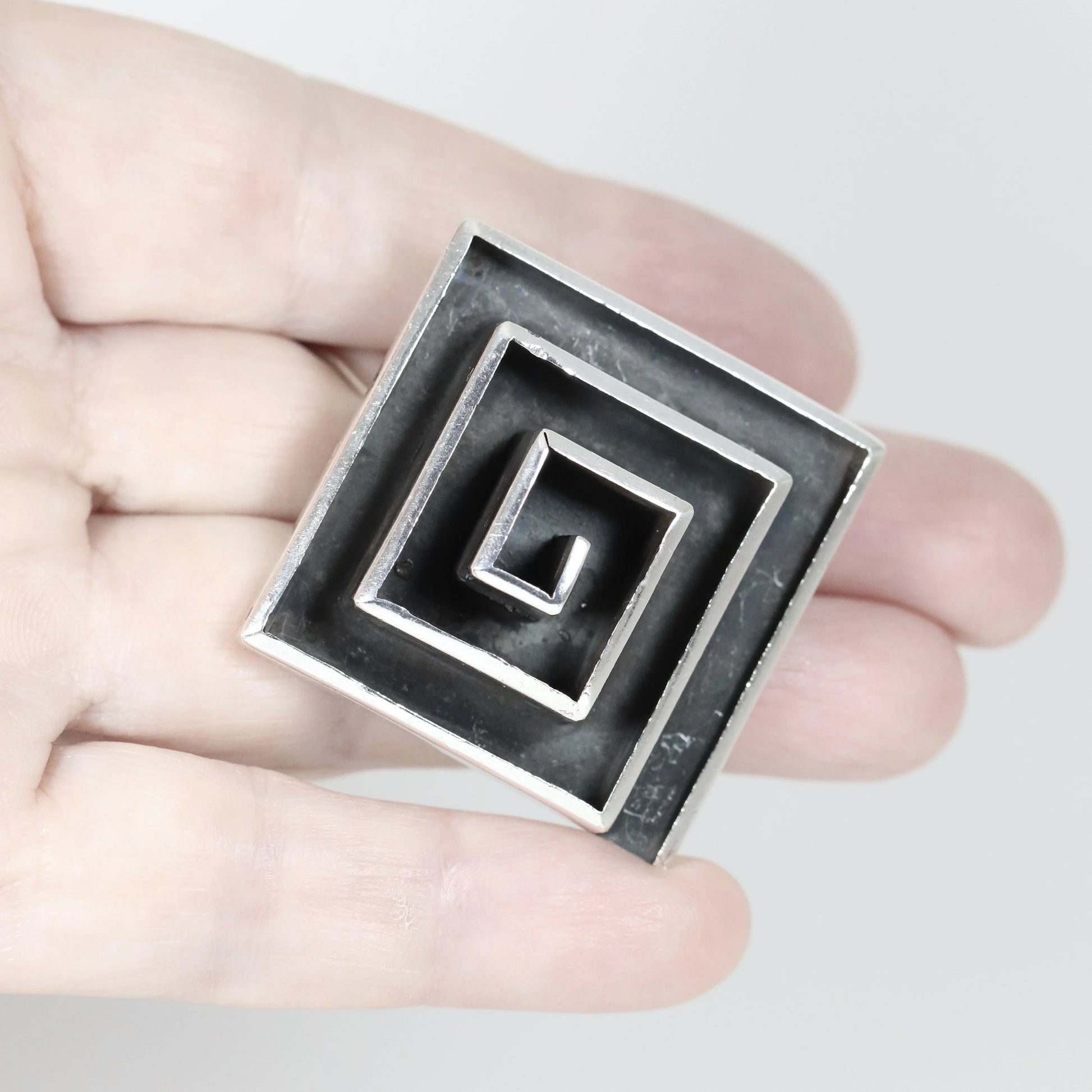 SOLD OUT: Vintage Maricela Taxco Silver Mexican Jewelry | Geometric Maze Brooch or Pendant - Carmel Fine Silver Jewelry
