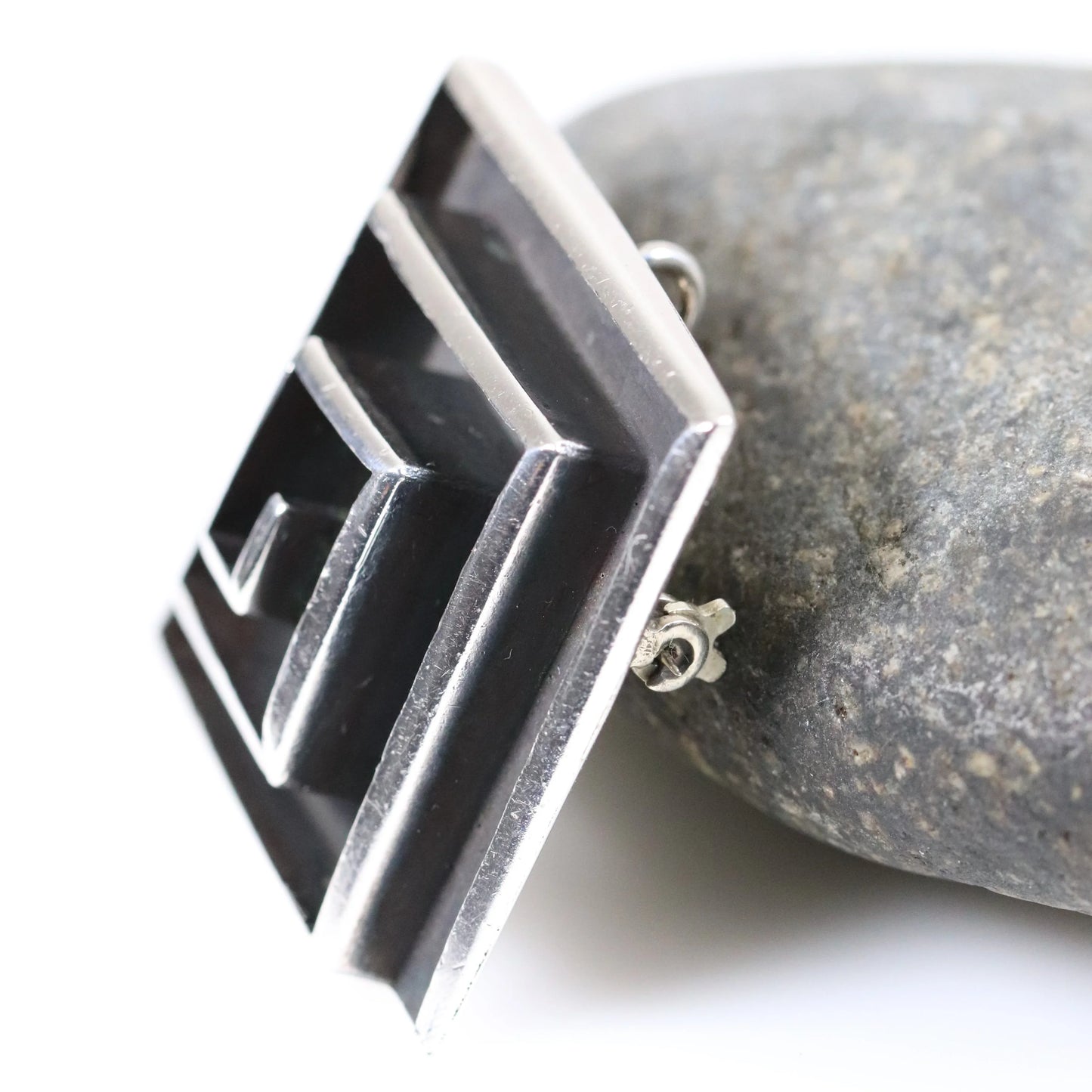 SOLD OUT: Vintage Maricela Taxco Silver Mexican Jewelry | Geometric Maze Brooch or Pendant - Carmel Fine Silver Jewelry