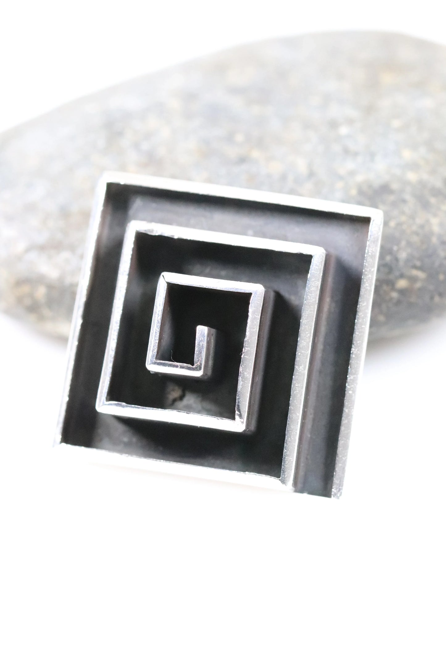 SOLD OUT: Vintage Maricela Taxco Silver Mexican Jewelry | Geometric Maze Brooch or Pendant - Carmel Fine Silver Jewelry