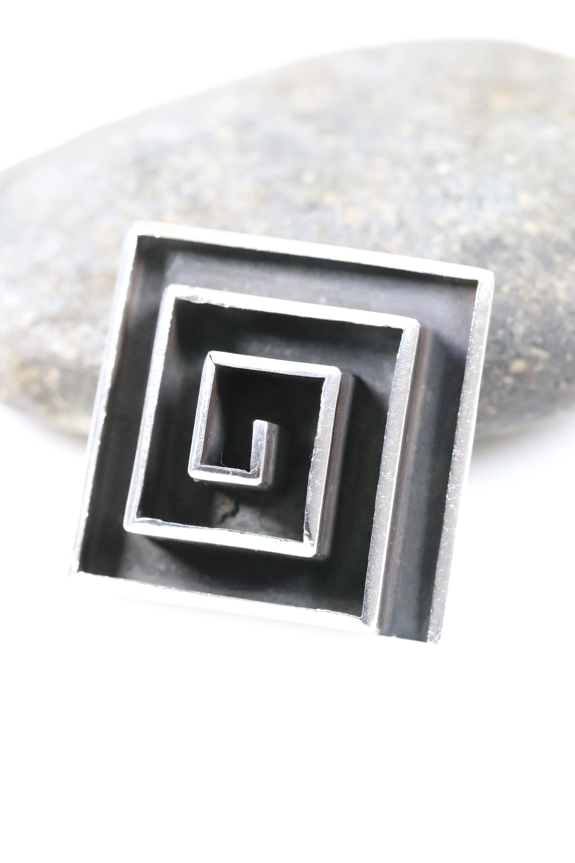SOLD OUT: Vintage Maricela Taxco Silver Mexican Jewelry | Geometric Maze Brooch or Pendant - Carmel Fine Silver Jewelry