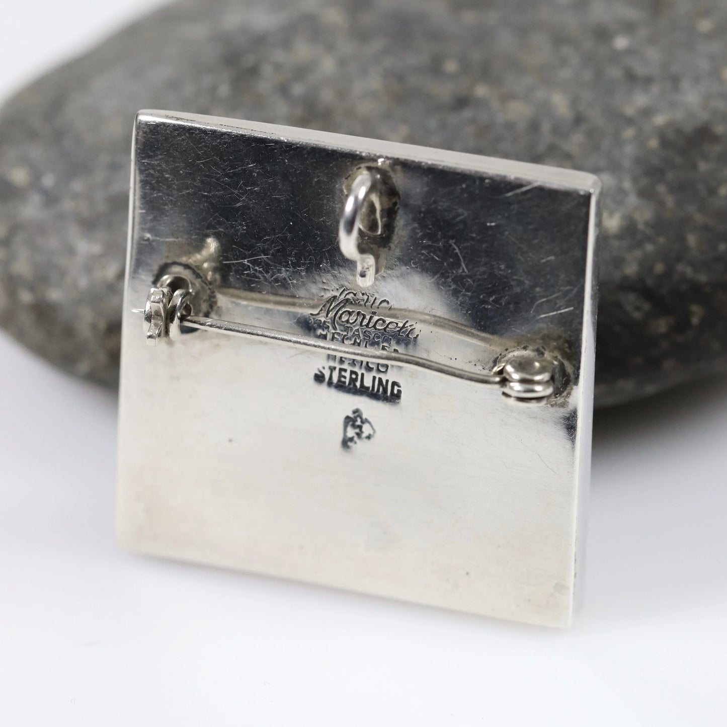 SOLD OUT: Vintage Maricela Taxco Silver Mexican Jewelry | Geometric Maze Brooch or Pendant - Carmel Fine Silver Jewelry