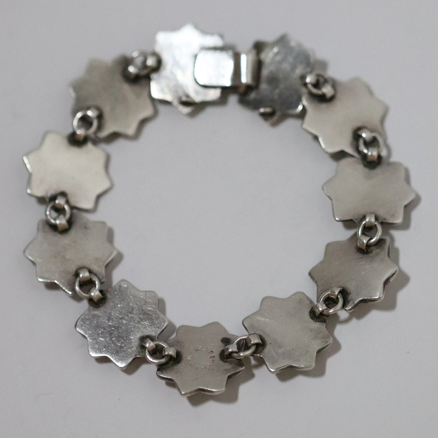SOLD OUT: Vintage Mexican Artisan Jewelry | Floral Link Sterling Silver Bracelet Mexico - Carmel Fine Silver Jewelry
