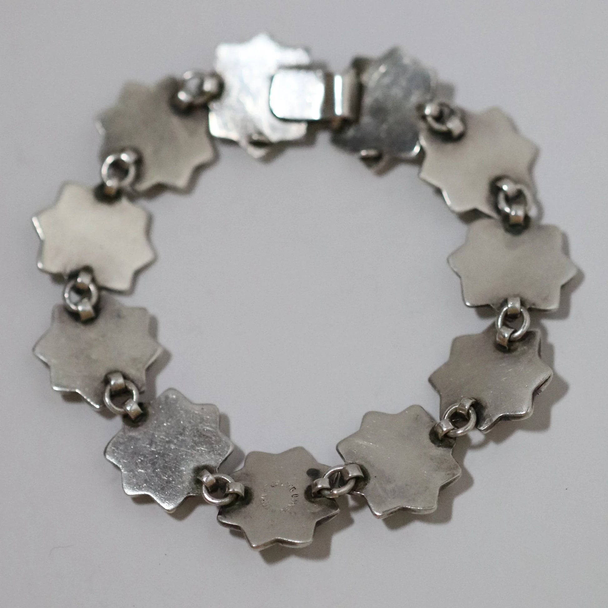 SOLD OUT: Vintage Mexican Artisan Jewelry | Floral Link Sterling Silver Bracelet Mexico - Carmel Fine Silver Jewelry