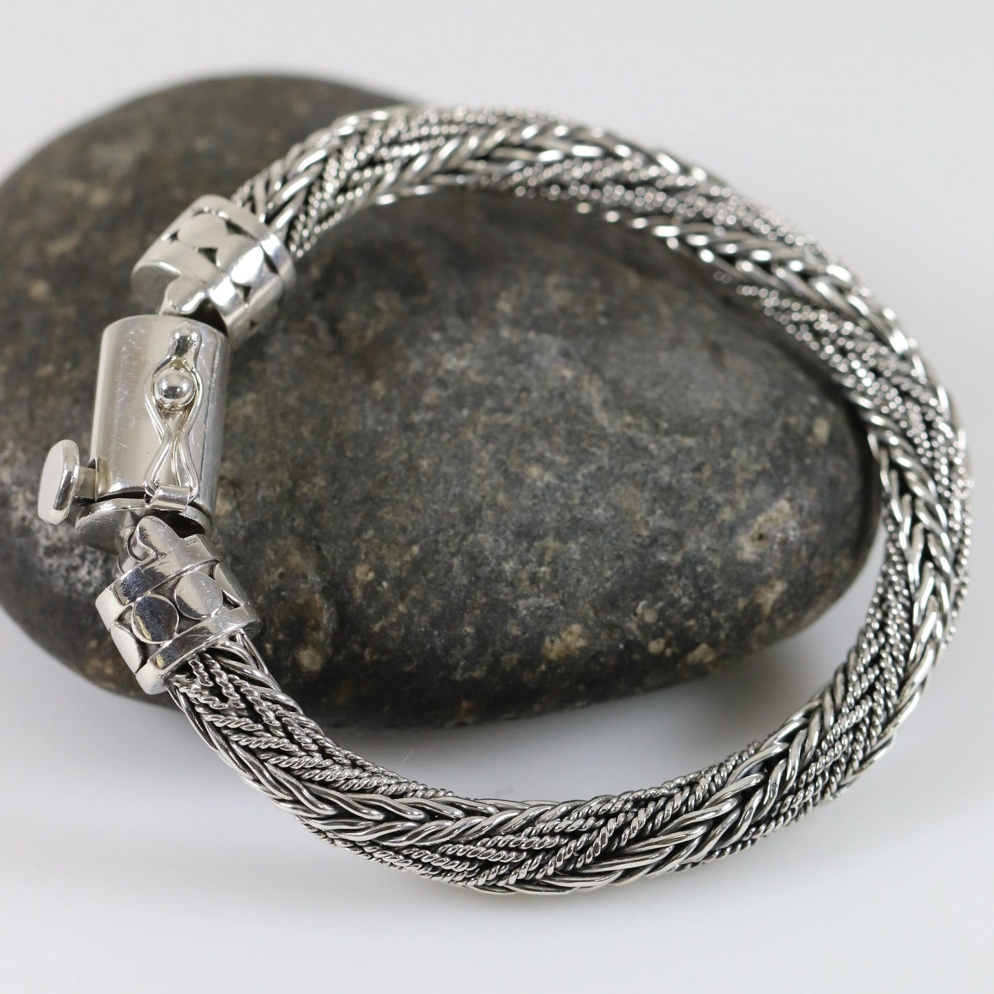 SOLD OUT: Vintage Modernist Silver Jewelry | Twisted Wheat Link Bracelet - Carmel Fine Silver Jewelry