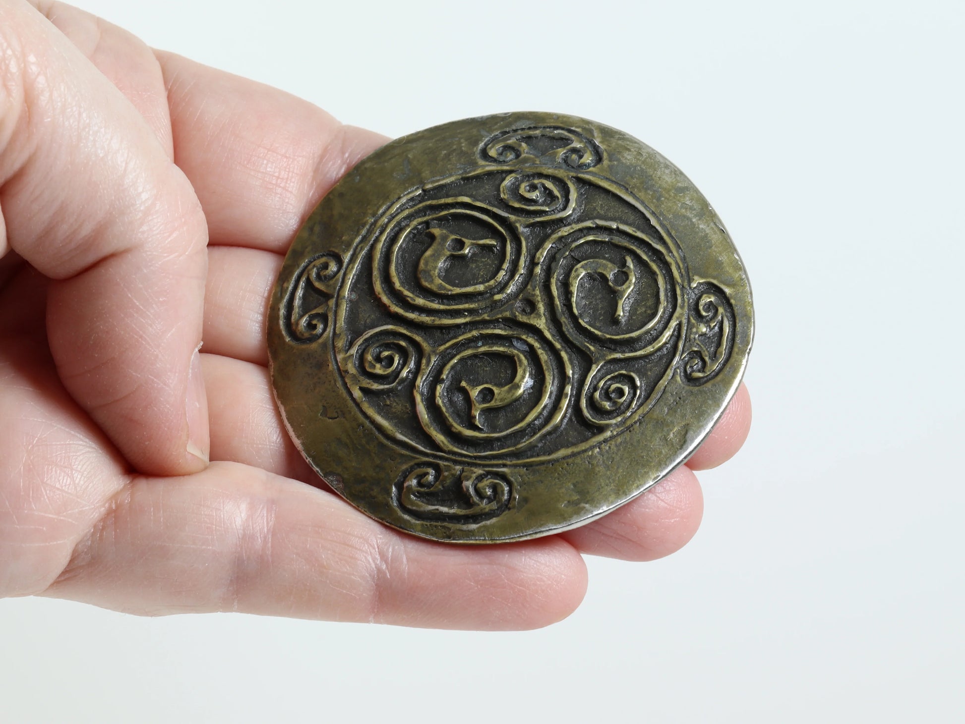 SOLD OUT: Vintage Peggy Yunque Jewelry | Bronze or Brass Greek Revival Brooch - Carmel Fine Silver Jewelry