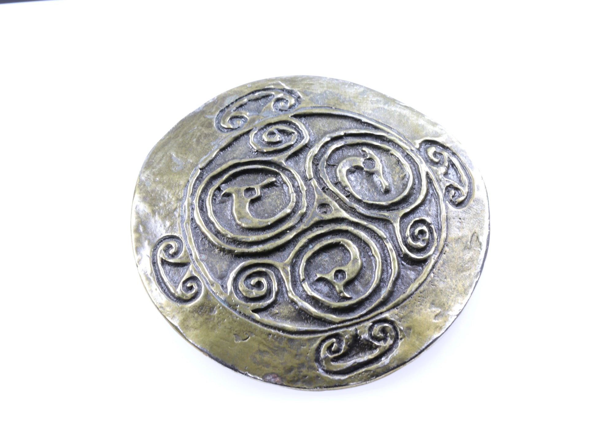 SOLD OUT: Vintage Peggy Yunque Jewelry | Bronze or Brass Greek Revival Brooch - Carmel Fine Silver Jewelry