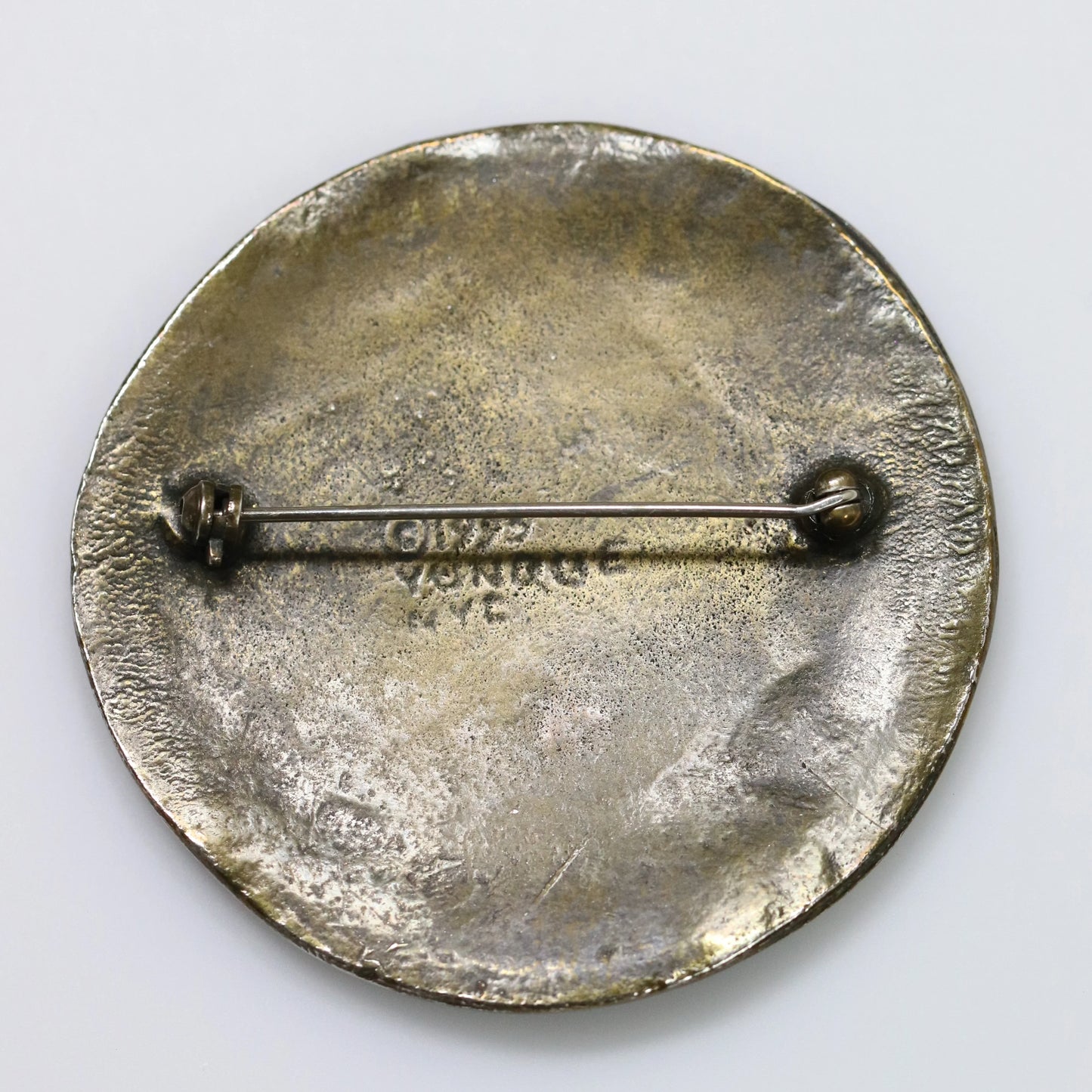 SOLD OUT: Vintage Peggy Yunque Jewelry | Bronze or Brass Greek Revival Brooch - Carmel Fine Silver Jewelry