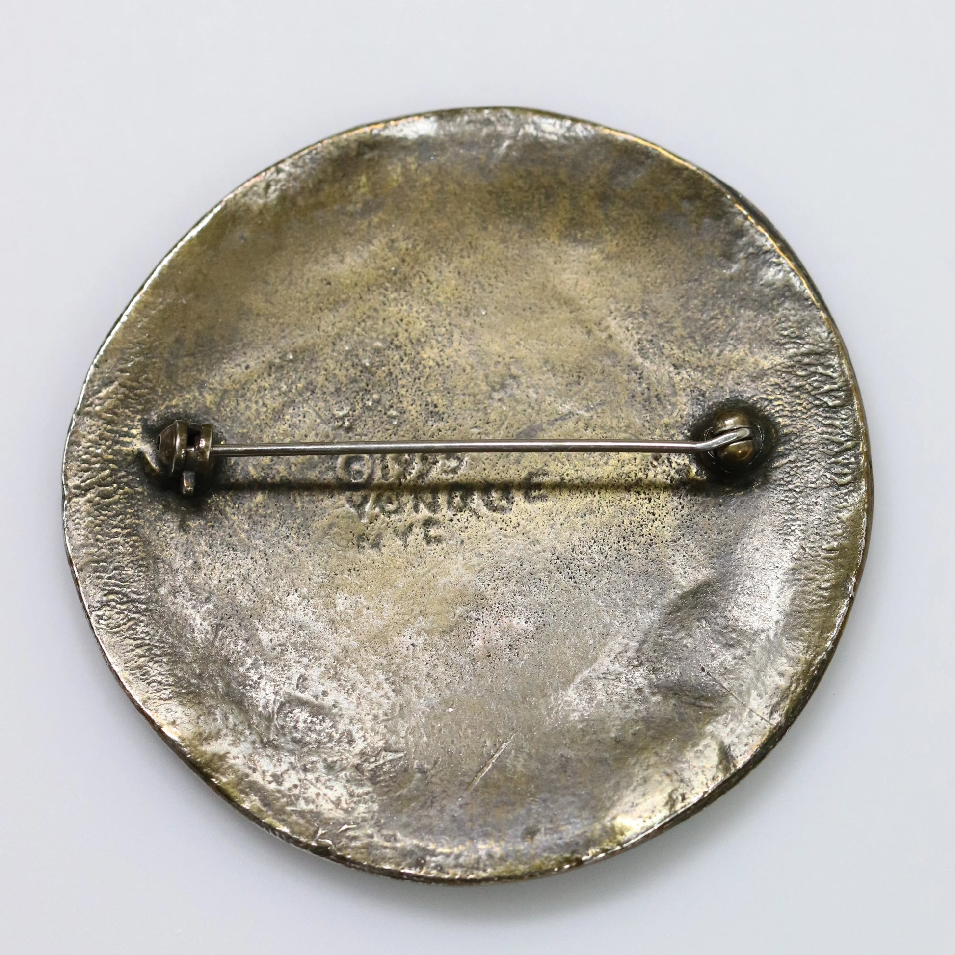 SOLD OUT: Vintage Peggy Yunque Jewelry | Bronze or Brass Greek Revival Brooch - Carmel Fine Silver Jewelry