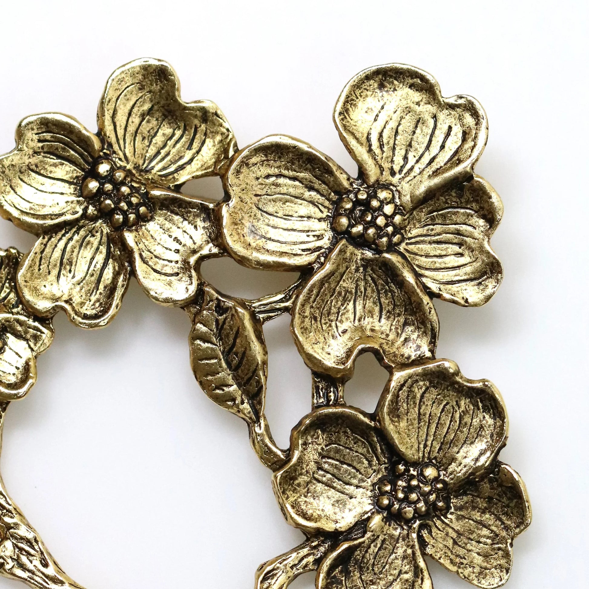 SOLD OUT: Vintage Peggy Yunque Jewelry | Gold Tone Dogwood Floral Brooch - Carmel Fine Silver Jewelry