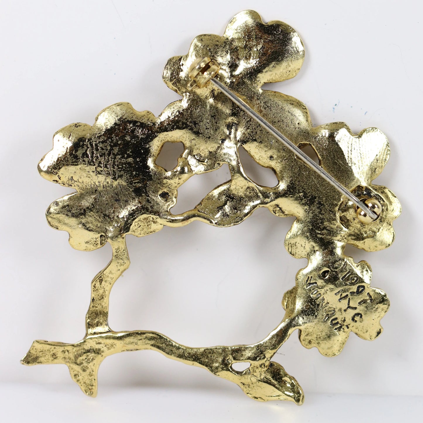 SOLD OUT: Vintage Peggy Yunque Jewelry | Gold Tone Dogwood Floral Brooch - Carmel Fine Silver Jewelry