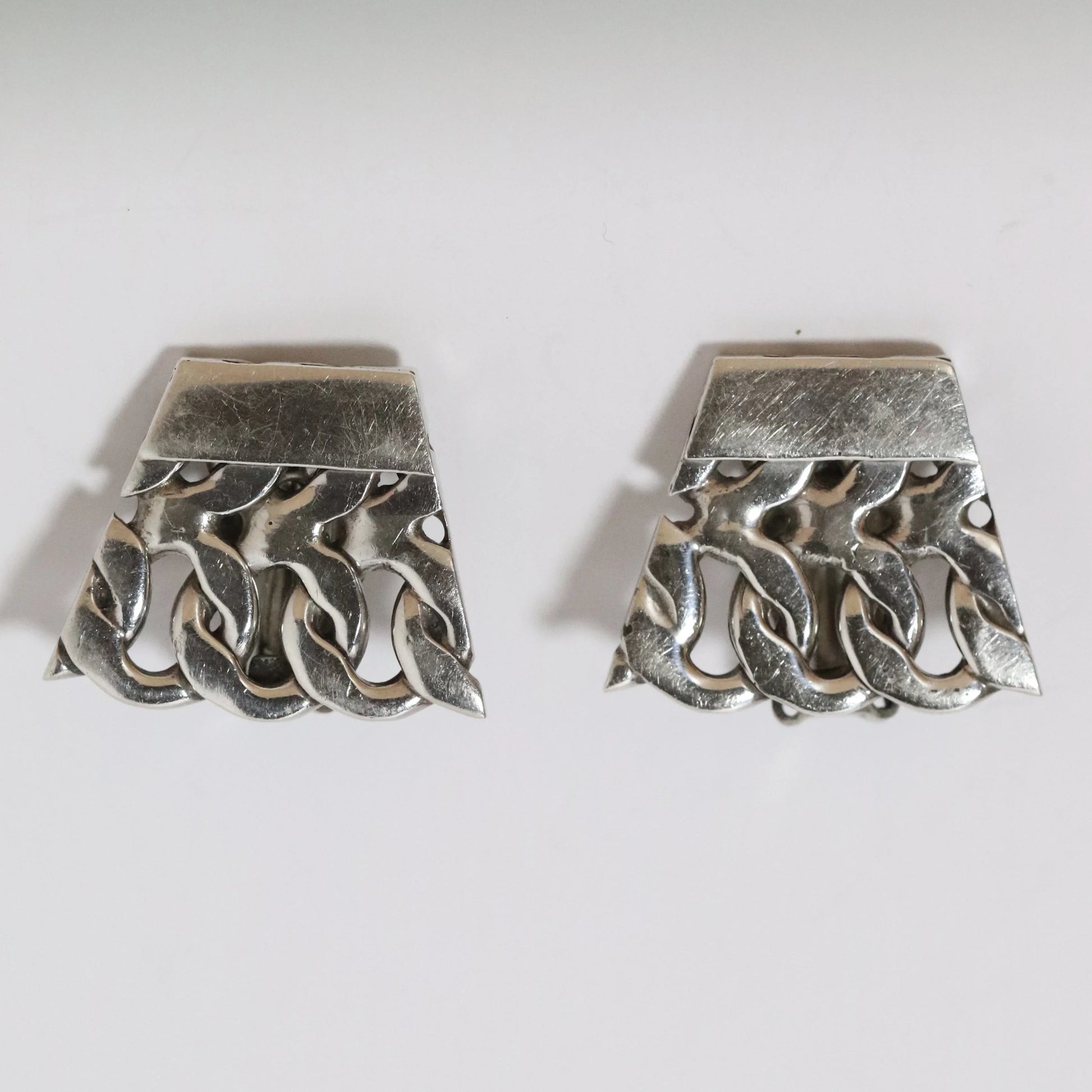 SOLD OUT: Vintage Rodolfo Espinoza Jewelry | Double Curb Link Earrings REH Mexico - Carmel Fine Silver Jewelry