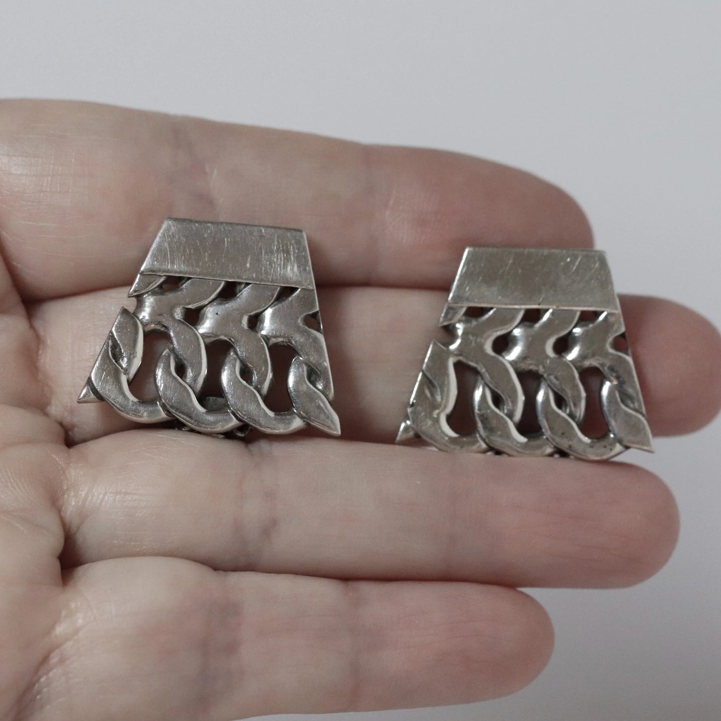 SOLD OUT: Vintage Rodolfo Espinoza Jewelry | Double Curb Link Earrings REH Mexico - Carmel Fine Silver Jewelry