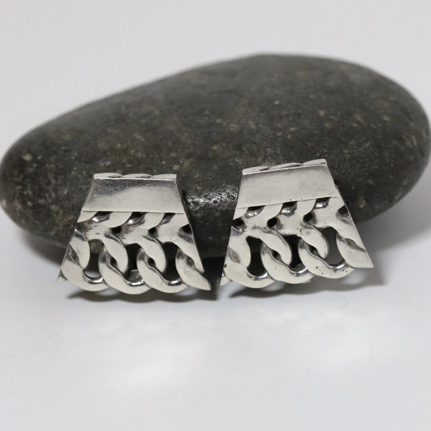 SOLD OUT: Vintage Rodolfo Espinoza Jewelry | Double Curb Link Earrings REH Mexico - Carmel Fine Silver Jewelry