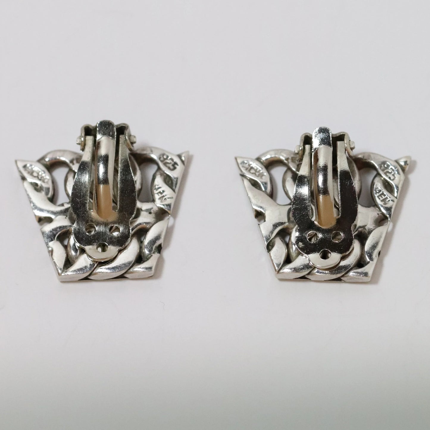 SOLD OUT: Vintage Rodolfo Espinoza Jewelry | Double Curb Link Earrings REH Mexico - Carmel Fine Silver Jewelry