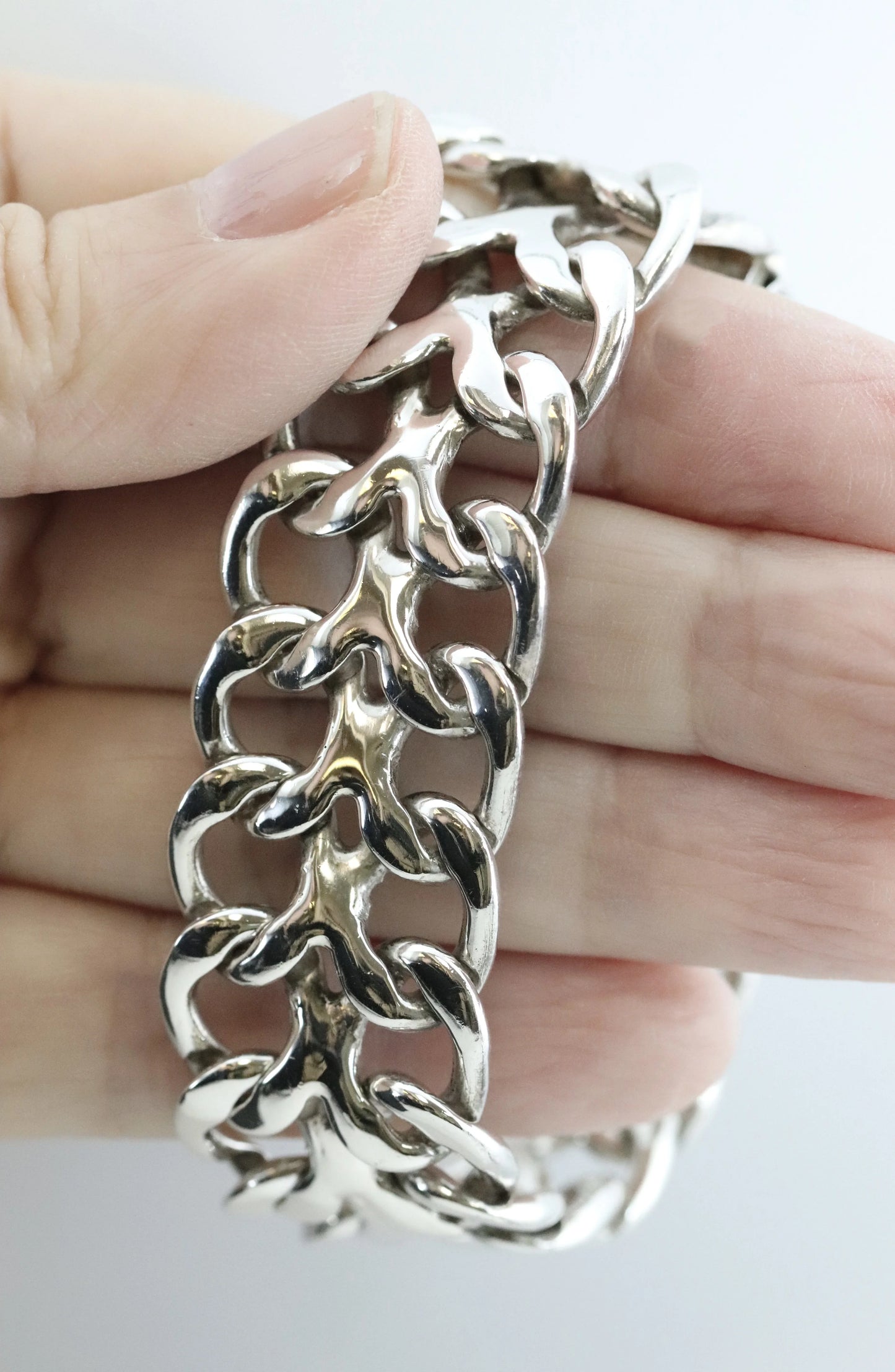 SOLD OUT: Vintage Rodolfo Espinoza Jewelry | Open Double Curb Link Bracelet - Carmel Fine Silver Jewelry