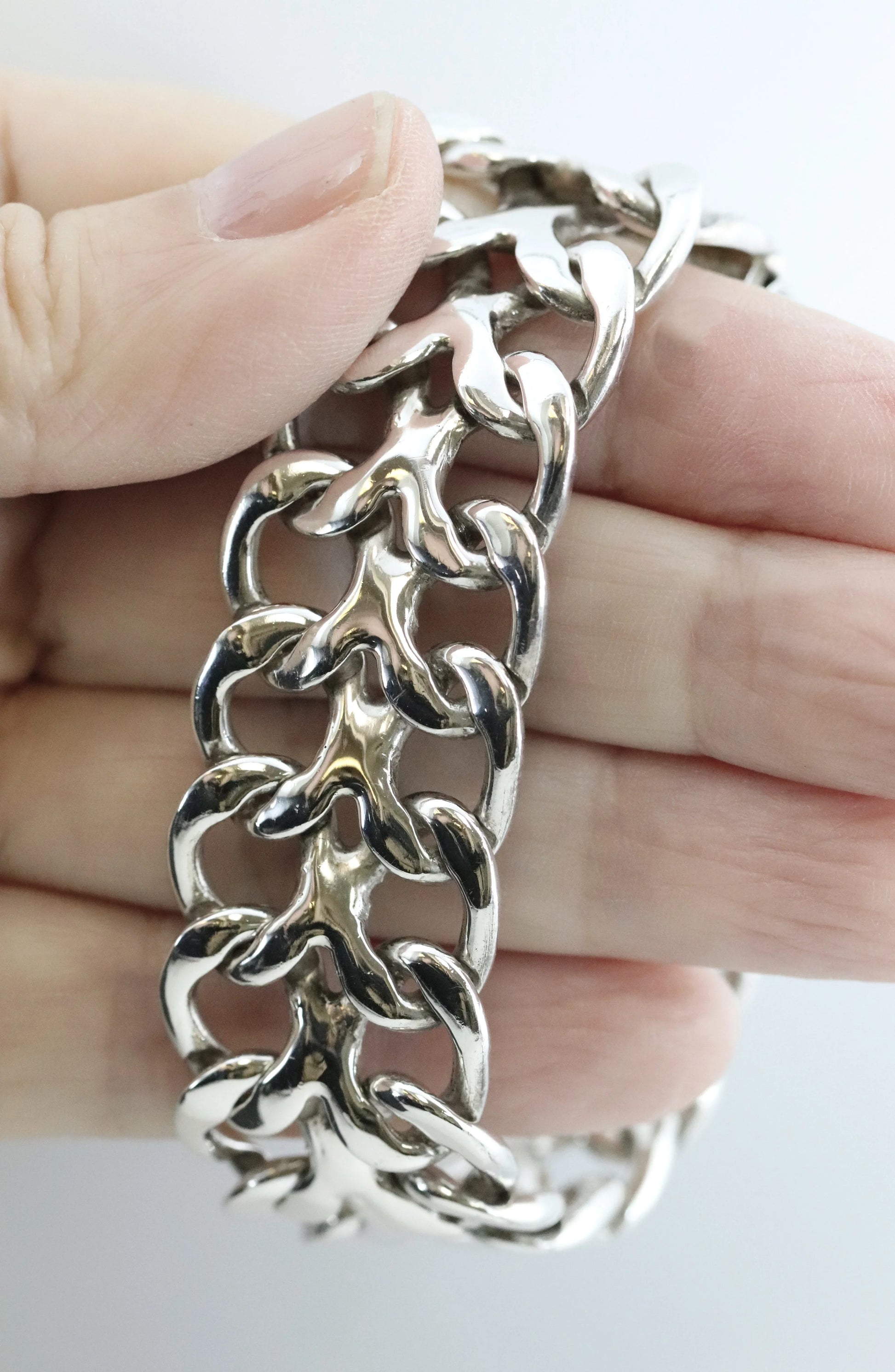 SOLD OUT: Vintage Rodolfo Espinoza Jewelry | Open Double Curb Link Bracelet - Carmel Fine Silver Jewelry