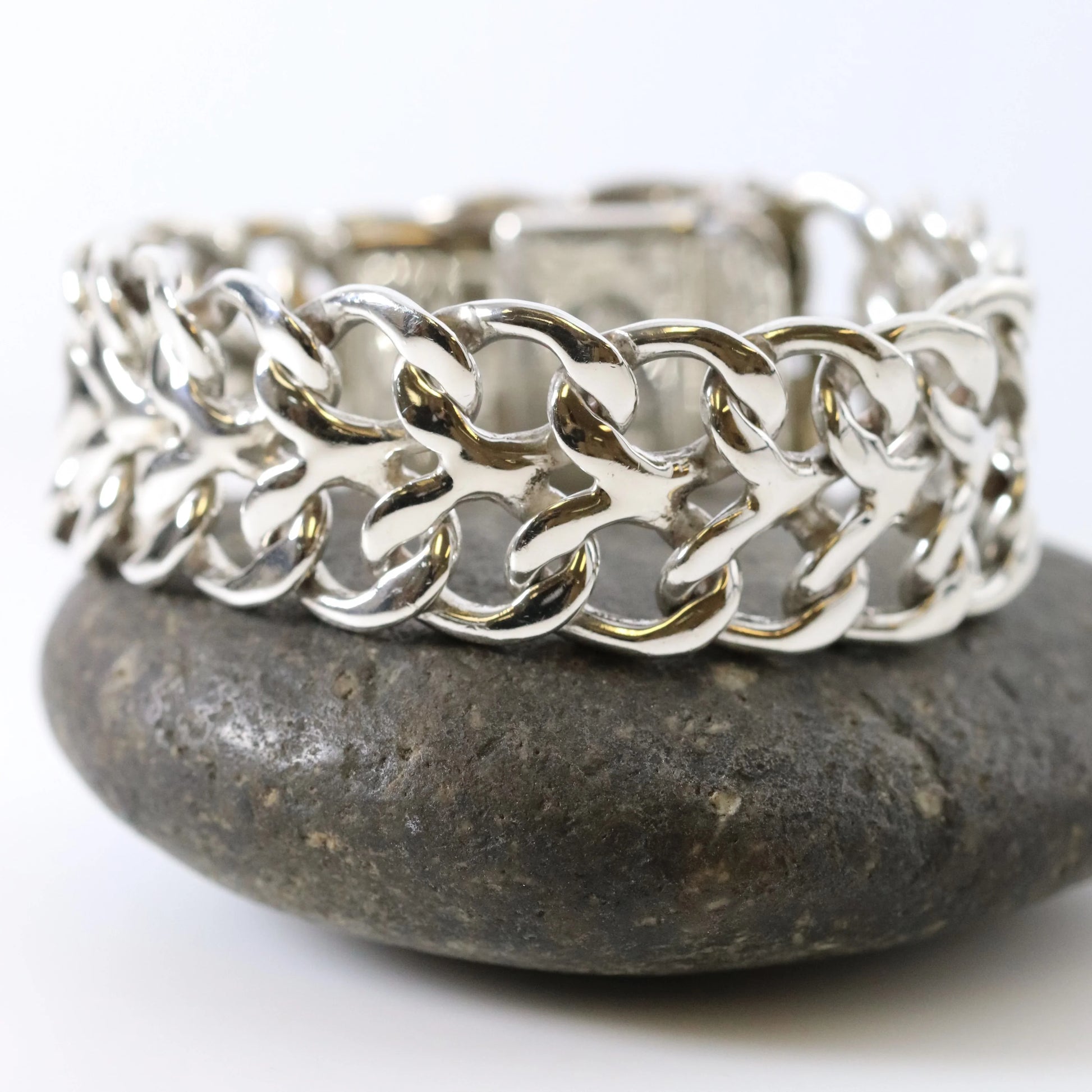 SOLD OUT: Vintage Rodolfo Espinoza Jewelry | Open Double Curb Link Bracelet - Carmel Fine Silver Jewelry