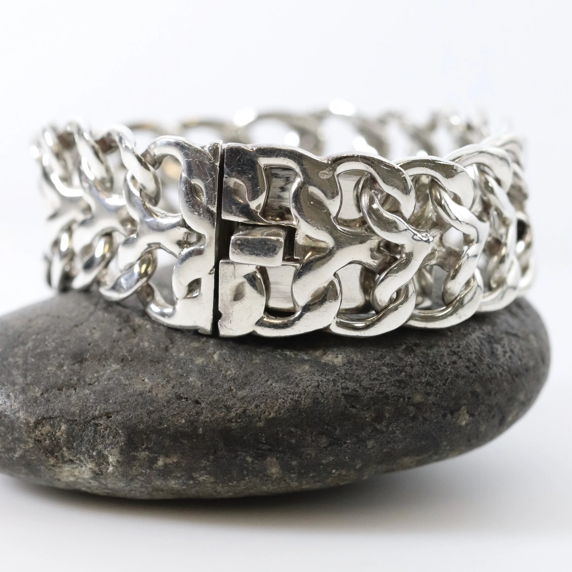 SOLD OUT: Vintage Rodolfo Espinoza Jewelry | Open Double Curb Link Bracelet - Carmel Fine Silver Jewelry