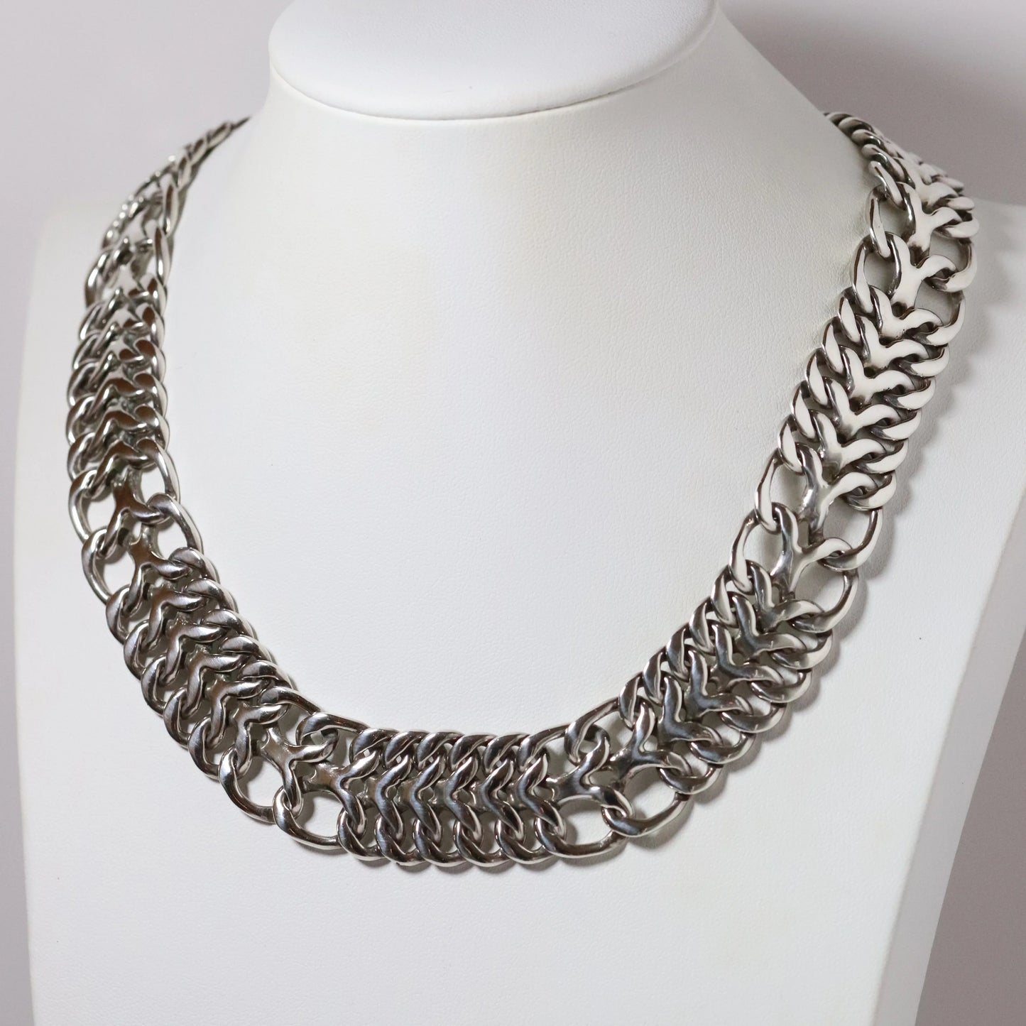 SOLD OUT: Vintage Rodolfo Espinoza Jewelry | Open Link Double Curb Necklace REH TE-06 Mexico - Carmel Fine Silver Jewelry