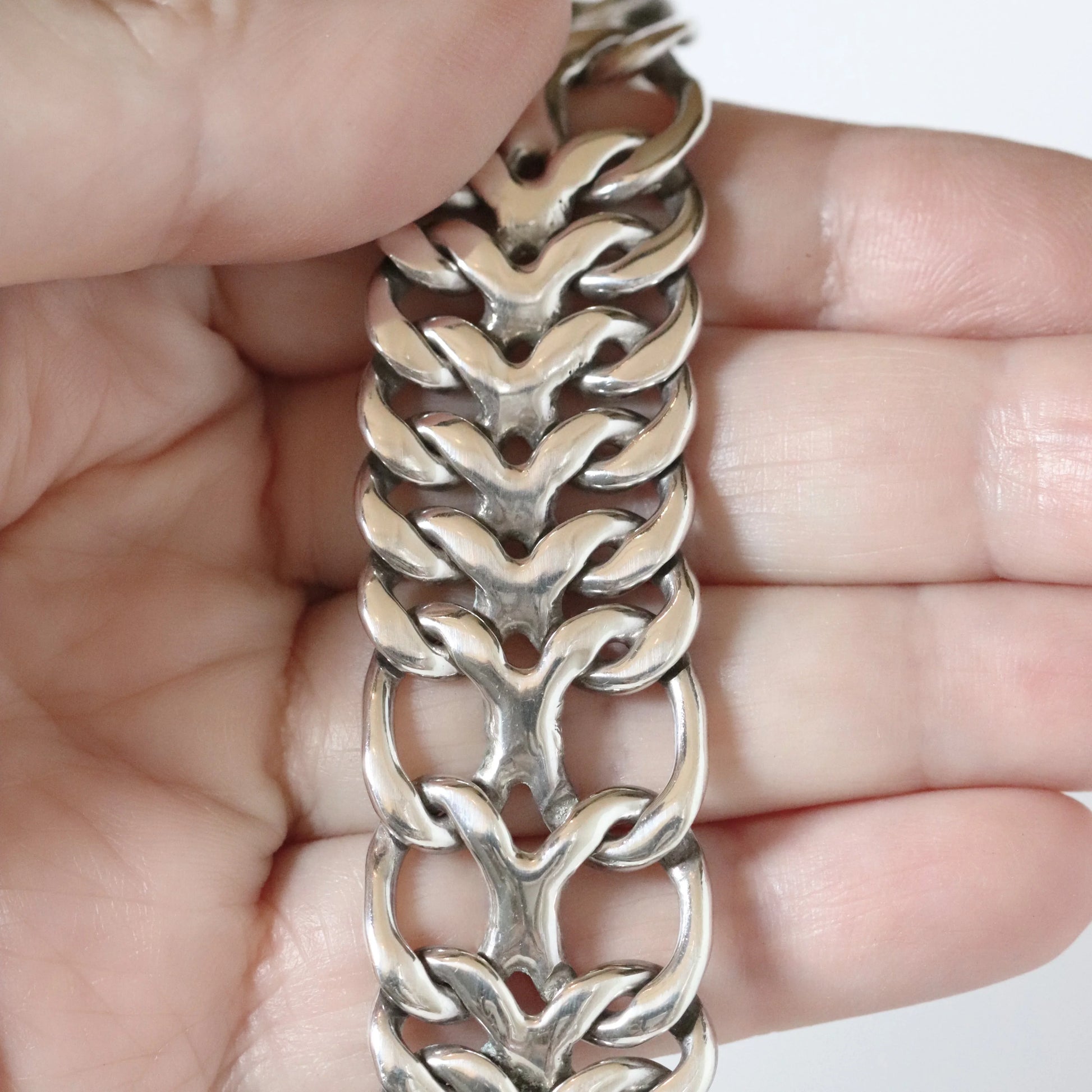 SOLD OUT: Vintage Rodolfo Espinoza Jewelry | Open Link Double Curb Necklace REH TE-06 Mexico - Carmel Fine Silver Jewelry