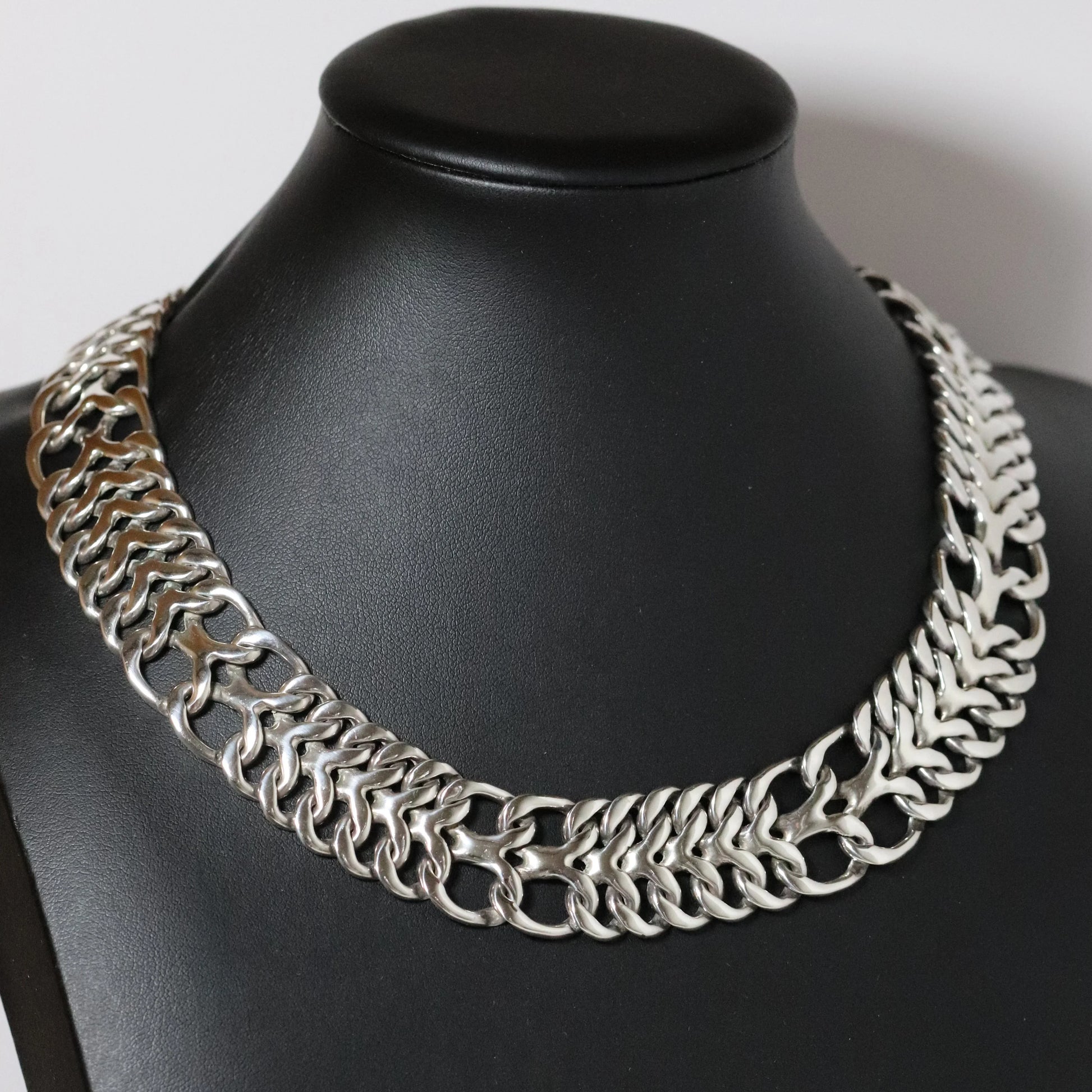 SOLD OUT: Vintage Rodolfo Espinoza Jewelry | Open Link Double Curb Necklace REH TE-06 Mexico - Carmel Fine Silver Jewelry
