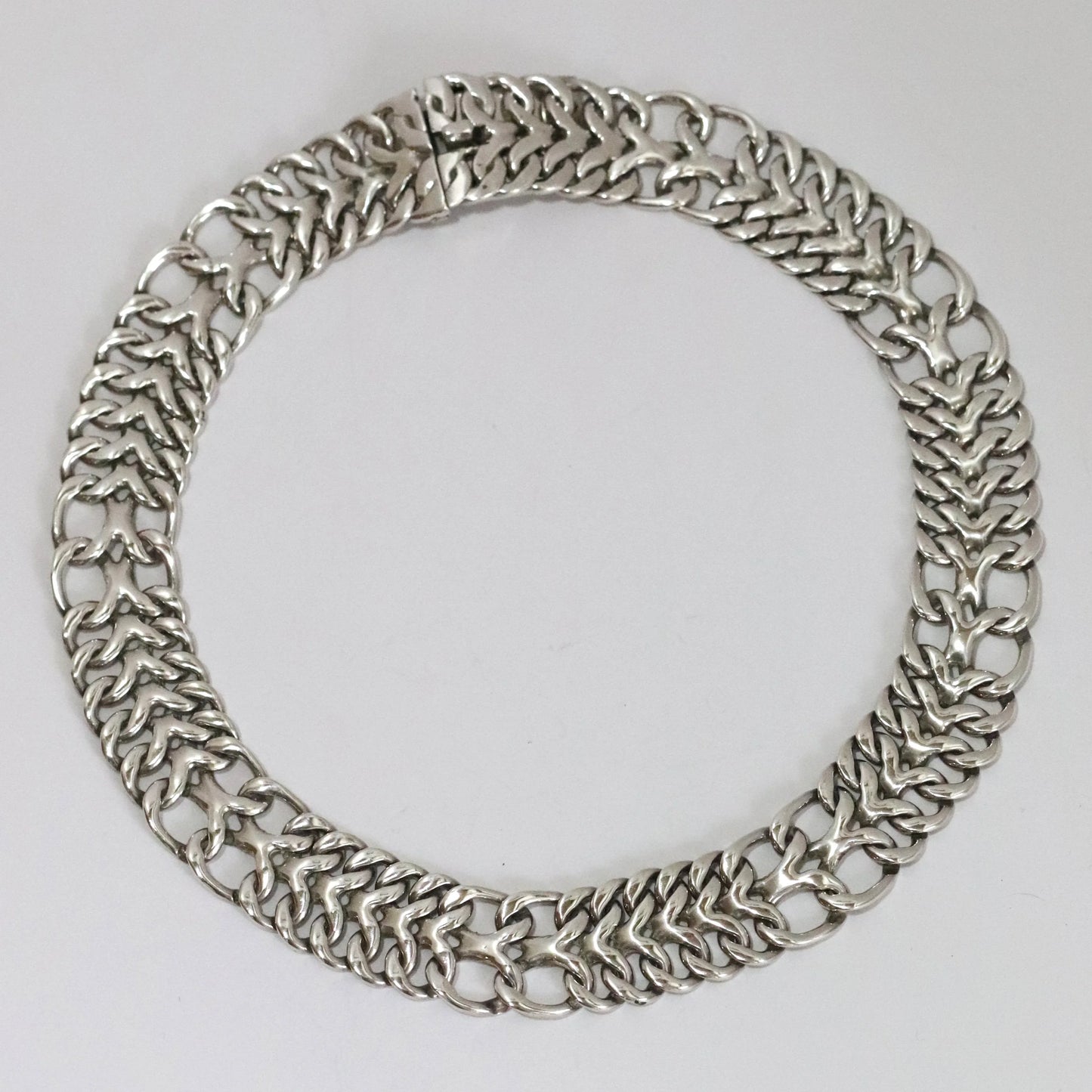 SOLD OUT: Vintage Rodolfo Espinoza Jewelry | Open Link Double Curb Necklace REH TE-06 Mexico - Carmel Fine Silver Jewelry