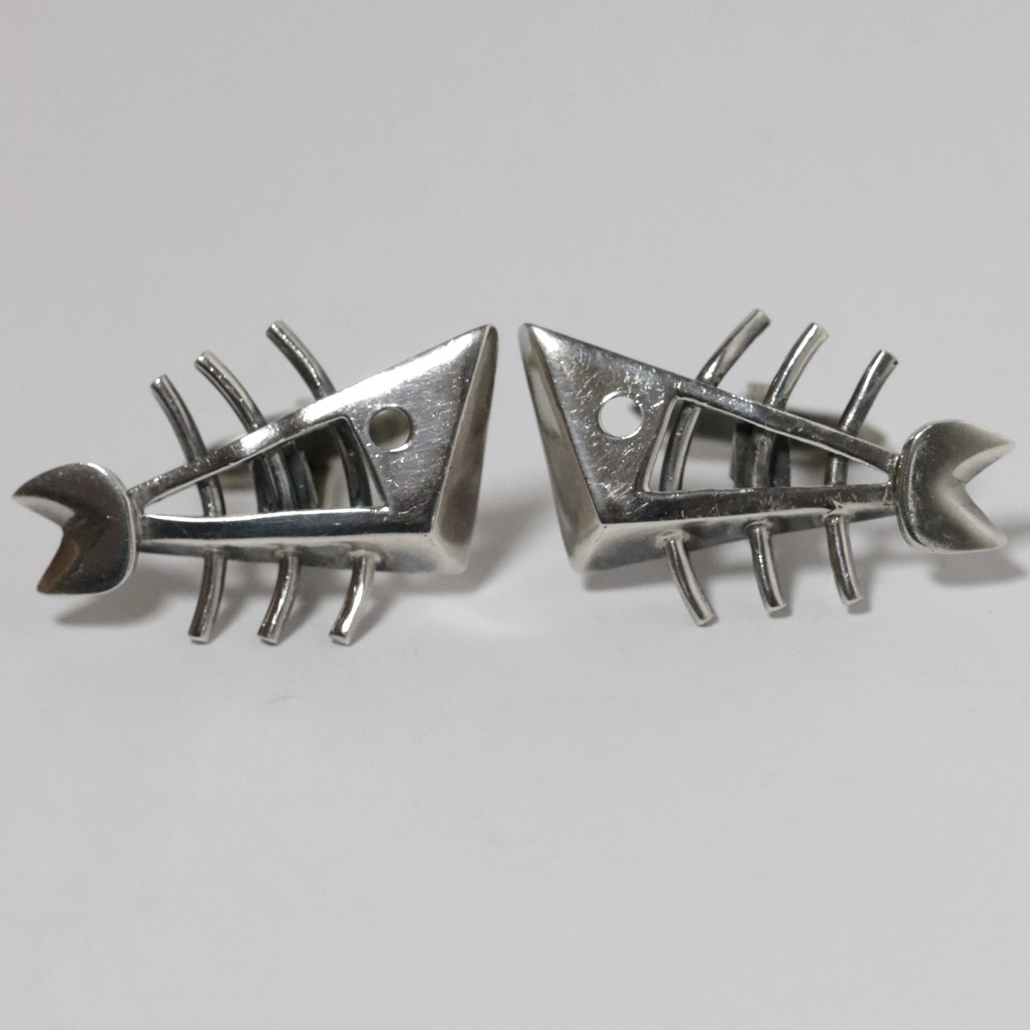 SOLD OUT: Vintage Salvador Teran Jewelry | Abstract Fish Skeleton Cufflinks 109 Mexico - Carmel Fine Silver Jewelry