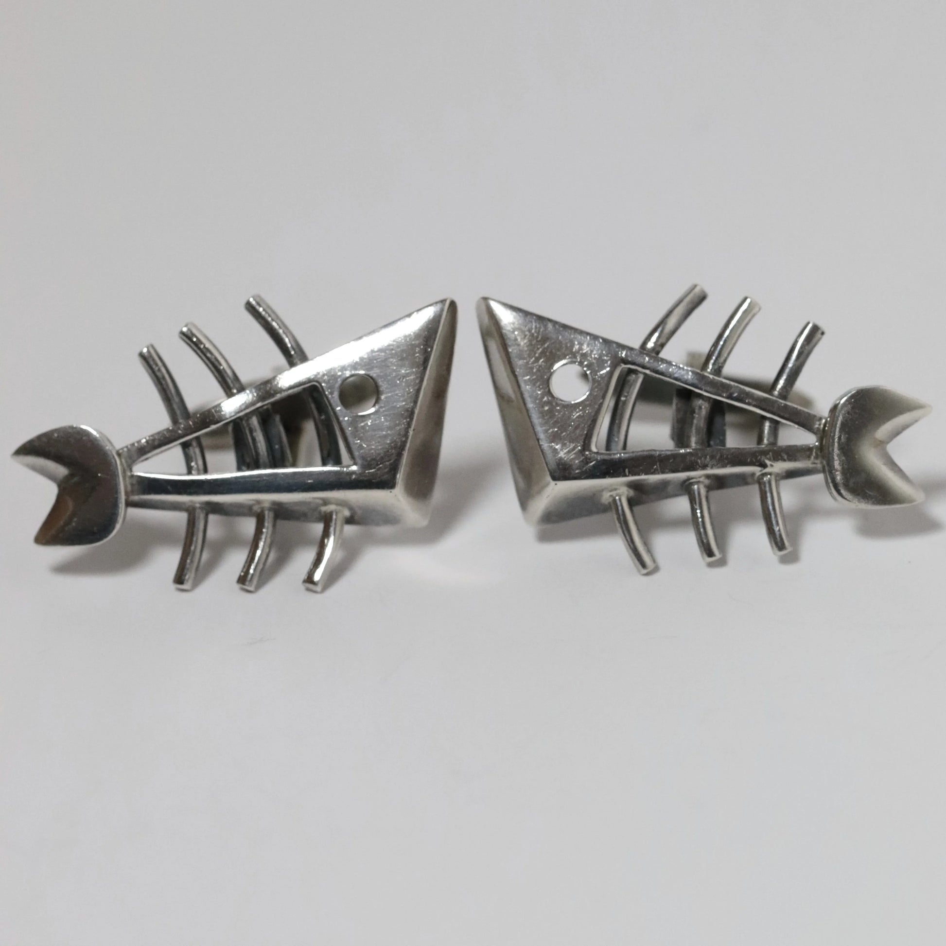 SOLD OUT: Vintage Salvador Teran Jewelry | Abstract Fish Skeleton Cufflinks 109 Mexico - Carmel Fine Silver Jewelry