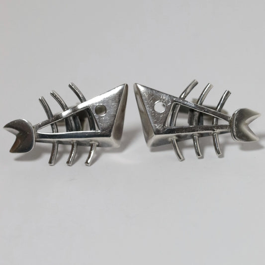 SOLD OUT: Vintage Salvador Teran Jewelry | Abstract Fish Skeleton Cufflinks 109 Mexico - Carmel Fine Silver Jewelry
