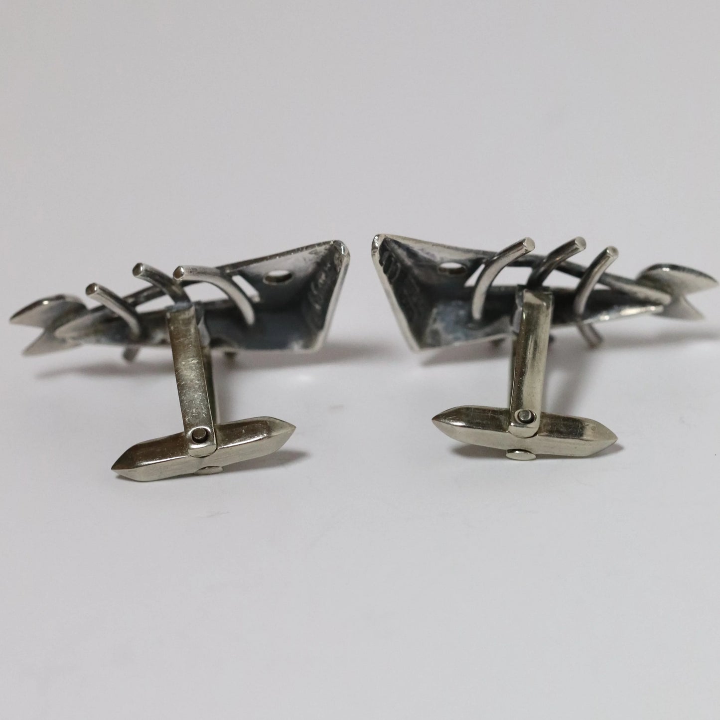 SOLD OUT: Vintage Salvador Teran Jewelry | Abstract Fish Skeleton Cufflinks 109 Mexico - Carmel Fine Silver Jewelry