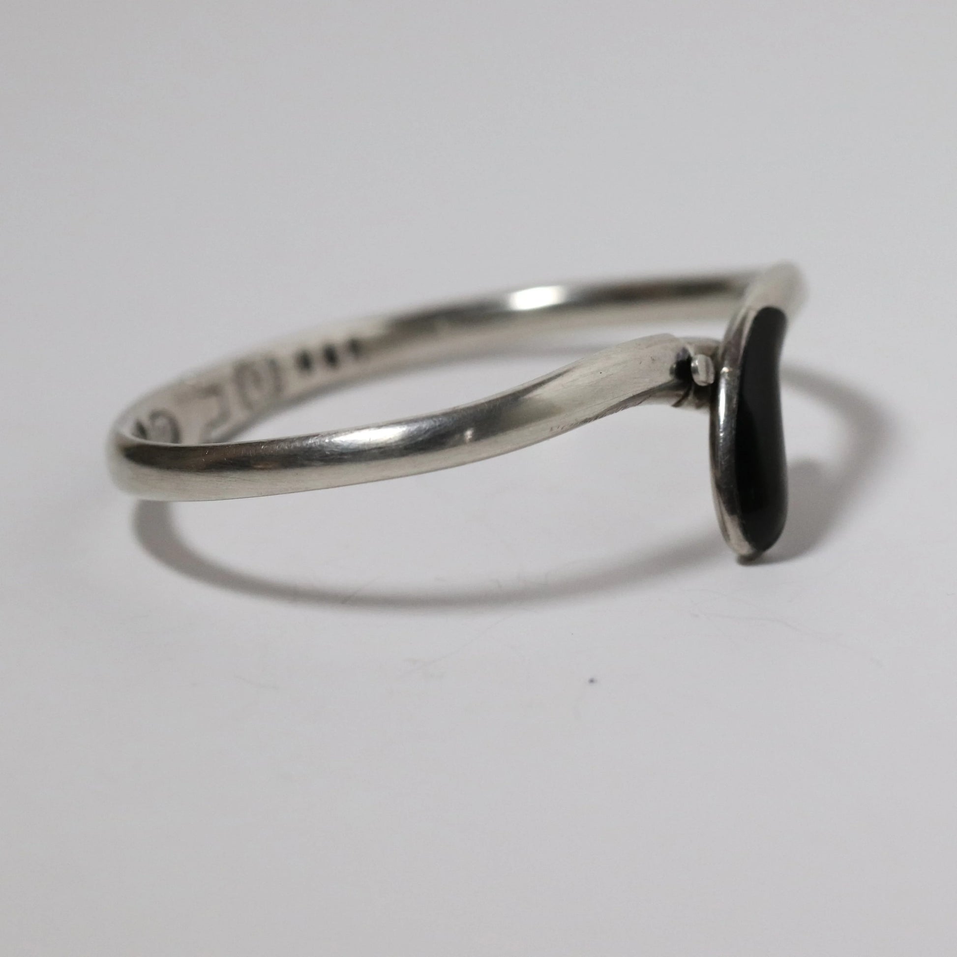 SOLD OUT: Vintage Sigi Pineda Jewelry | Obsidian Modernist Hinged Bracelet Mexico - Carmel Fine Silver Jewelry