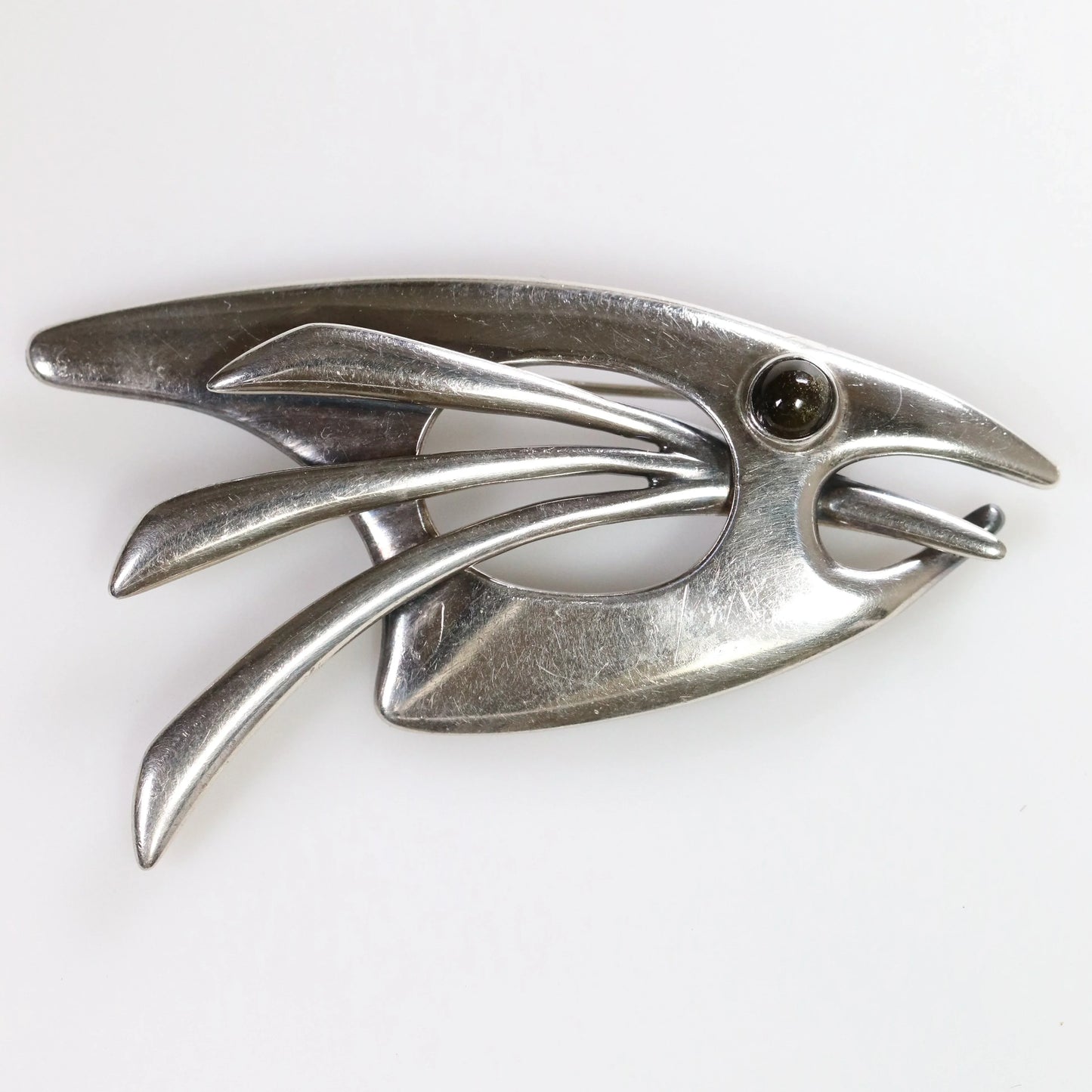 SOLD OUT: Vintage Sigi Pineda Taxco Jewelry | Abstract Obsidian Fish Brooch - Carmel Fine Silver Jewelry