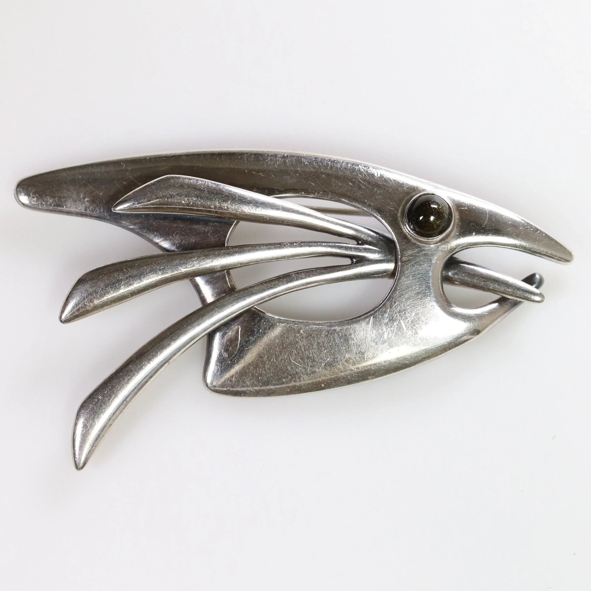 SOLD OUT: Vintage Sigi Pineda Taxco Jewelry | Abstract Obsidian Fish Brooch - Carmel Fine Silver Jewelry