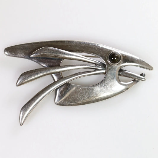 SOLD OUT: Vintage Sigi Pineda Taxco Jewelry | Abstract Obsidian Fish Brooch - Carmel Fine Silver Jewelry