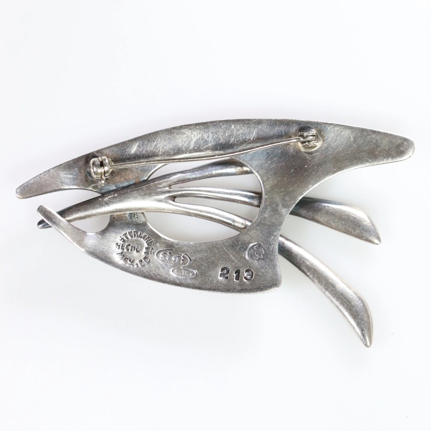 SOLD OUT: Vintage Sigi Pineda Taxco Jewelry | Abstract Obsidian Fish Brooch - Carmel Fine Silver Jewelry