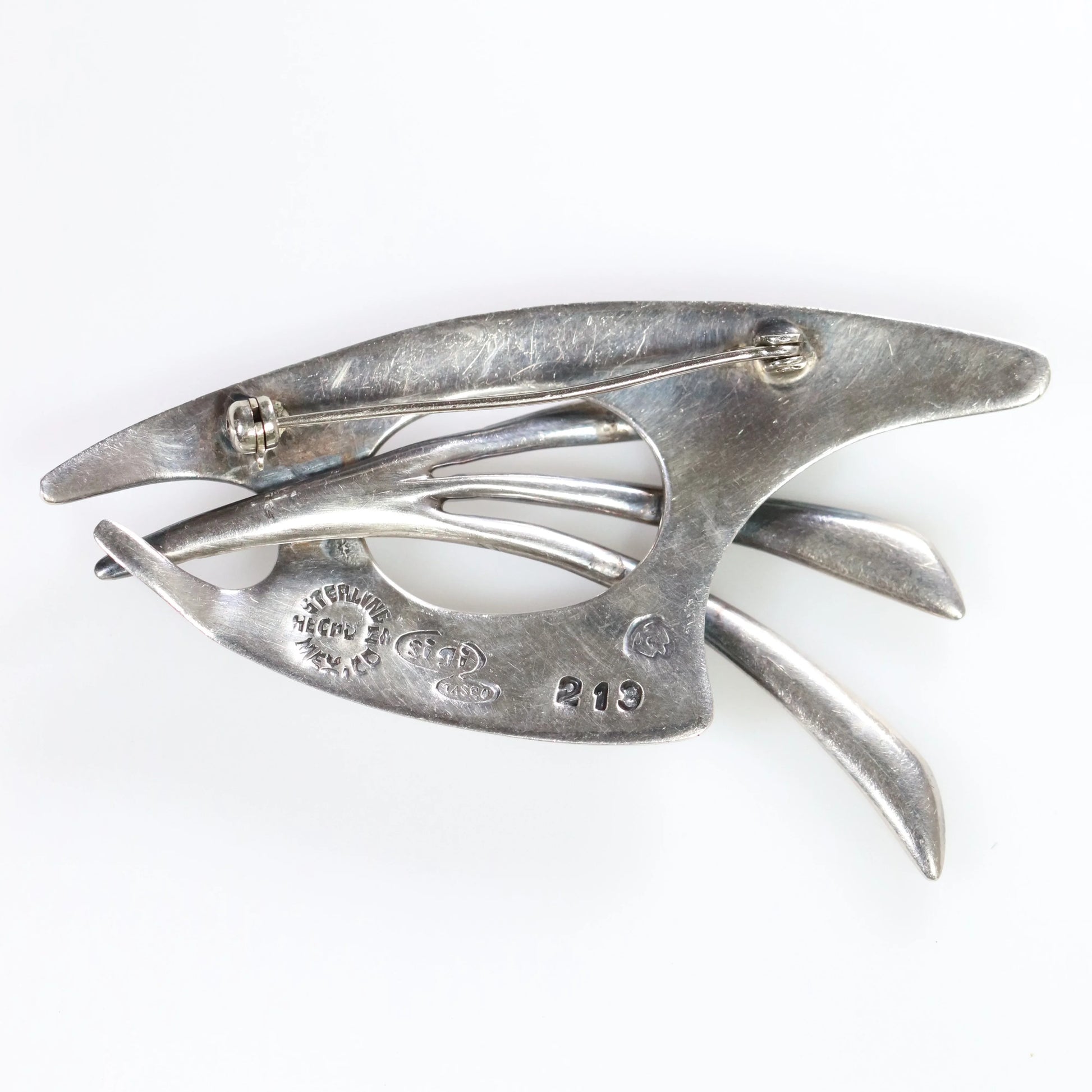 SOLD OUT: Vintage Sigi Pineda Taxco Jewelry | Abstract Obsidian Fish Brooch - Carmel Fine Silver Jewelry
