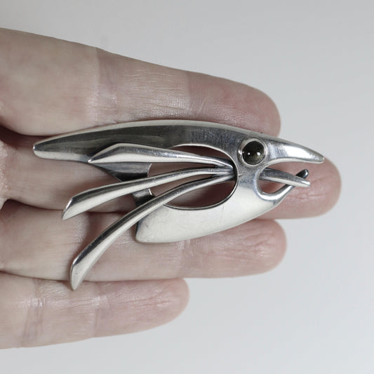 SOLD OUT: Vintage Sigi Pineda Taxco Jewelry | Abstract Obsidian Fish Brooch - Carmel FSJ
