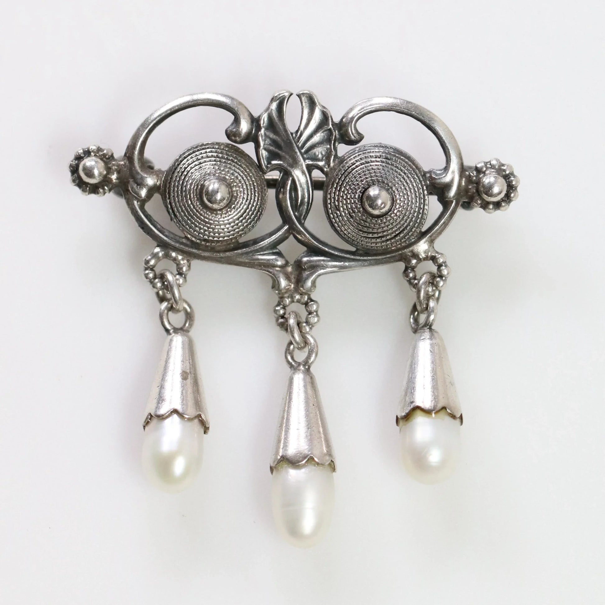 SOLD OUT: Vintage Silver Jewelry | Art Nouveau Seed Pearl Brooch - Carmel Fine Silver Jewelry