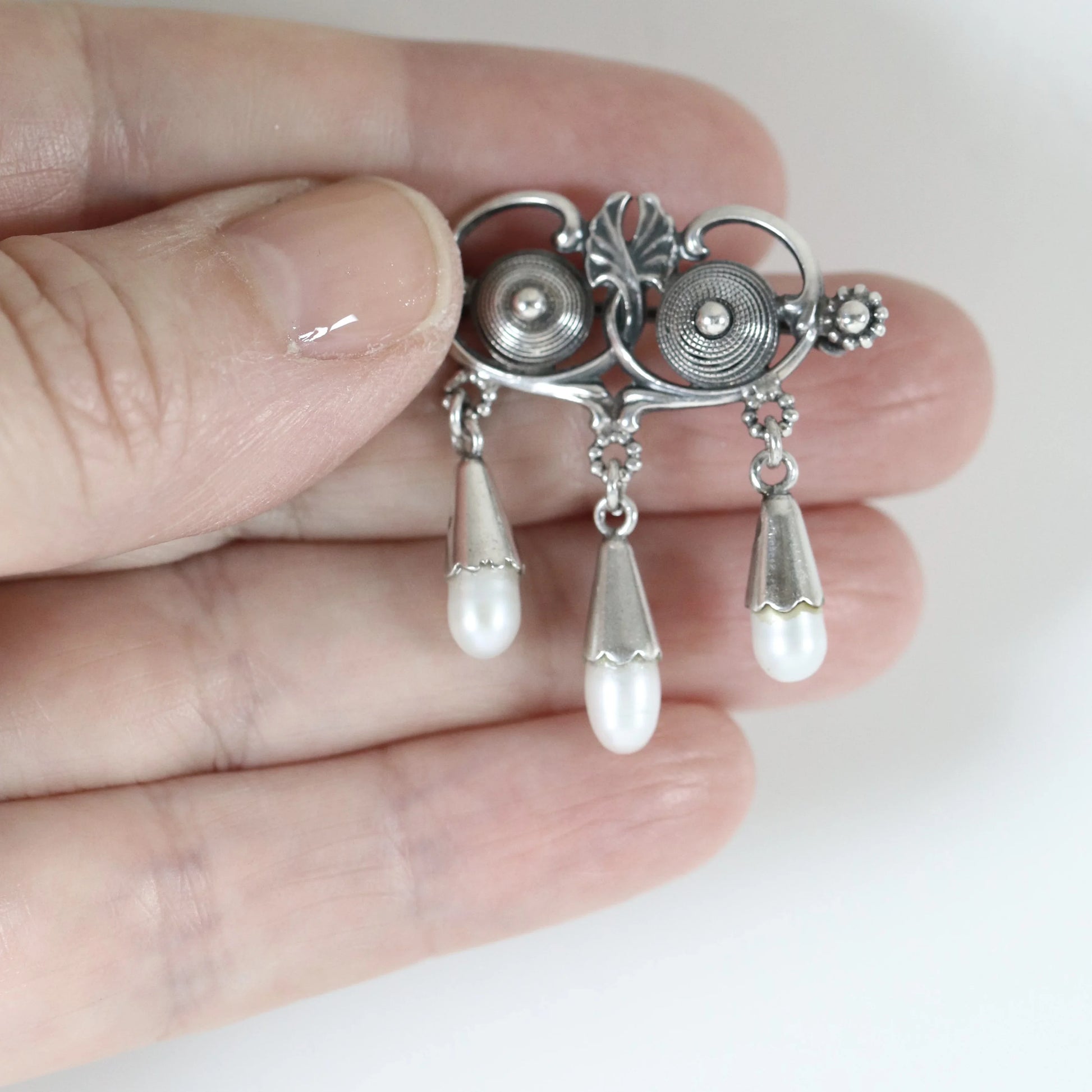 SOLD OUT: Vintage Silver Jewelry | Art Nouveau Seed Pearl Brooch - Carmel Fine Silver Jewelry