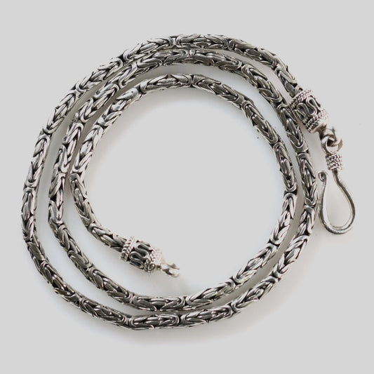 SOLD OUT: Vintage Silver Jewelry | Byzantine Chain Link Necklace 16" 3mm - Carmel FSJ